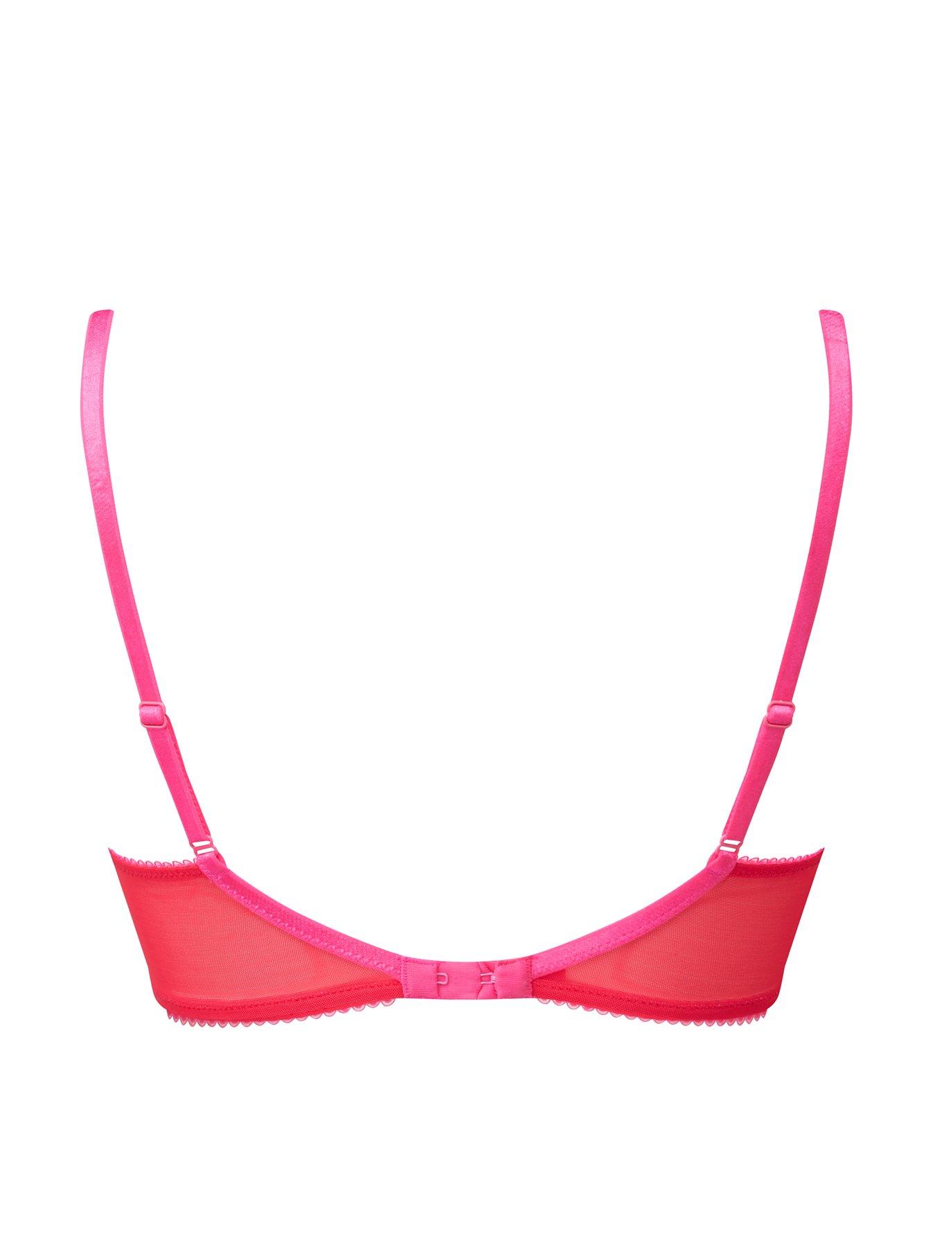  image of gossard-superboost-lace-non-padded-plunge-bra-rose-red
