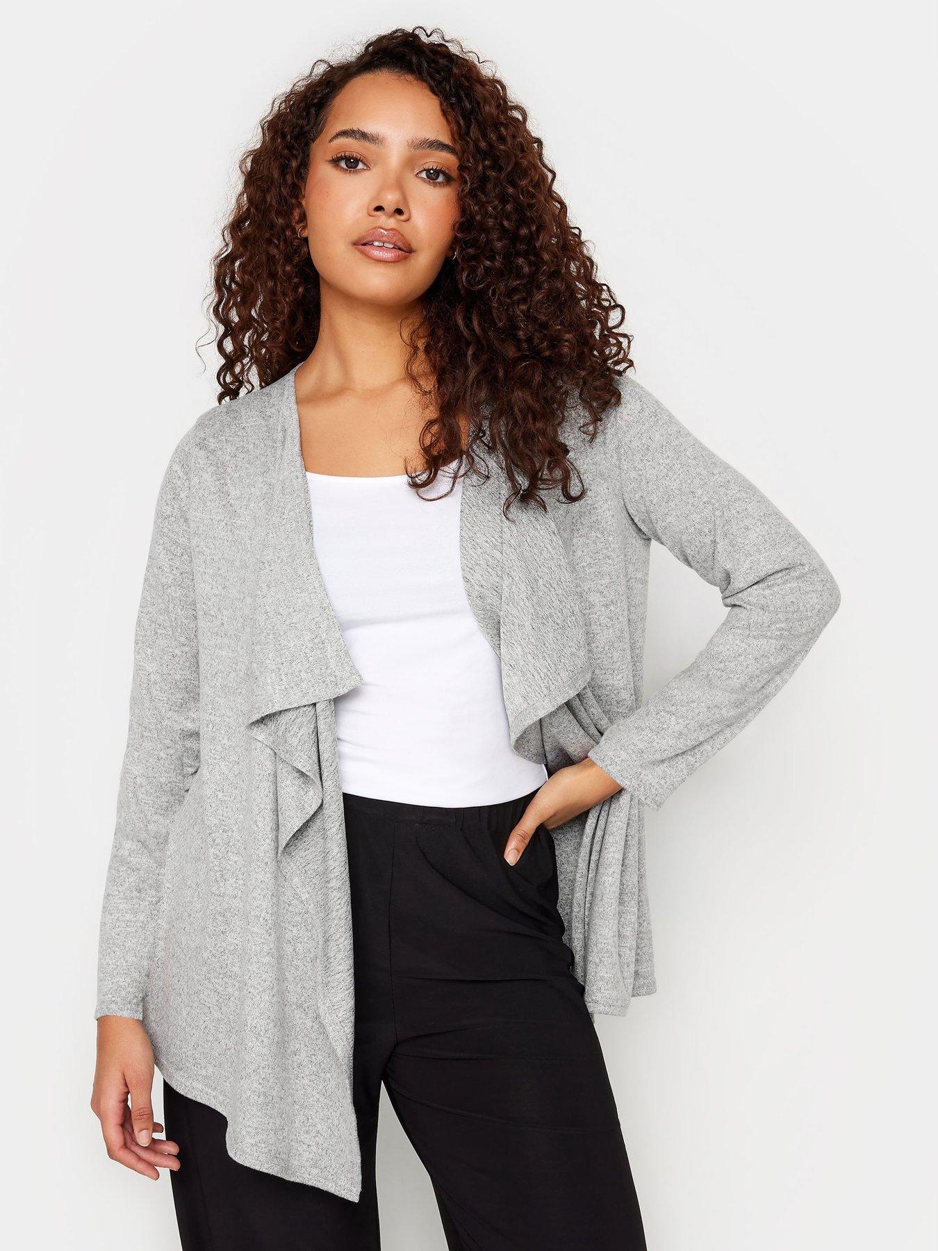 Petite Light Grey Waterfall Cardigan