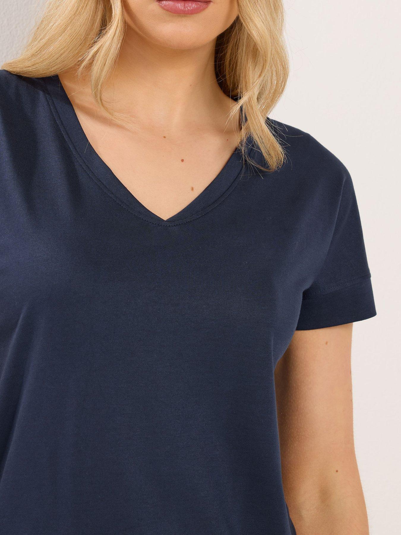 Image 4 of 5 of Long Tall Sally Premium Modal V Neck Tee - Navy