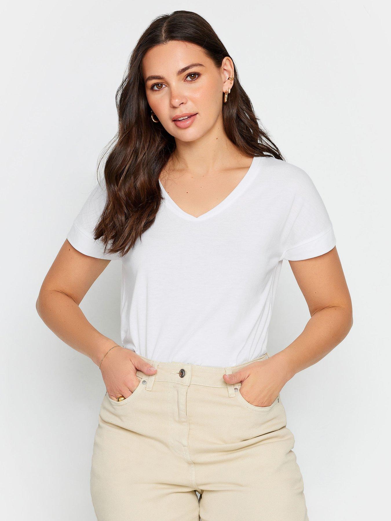 front image of long-tall-sally-tall-premium-white-modal-v-neck-tee