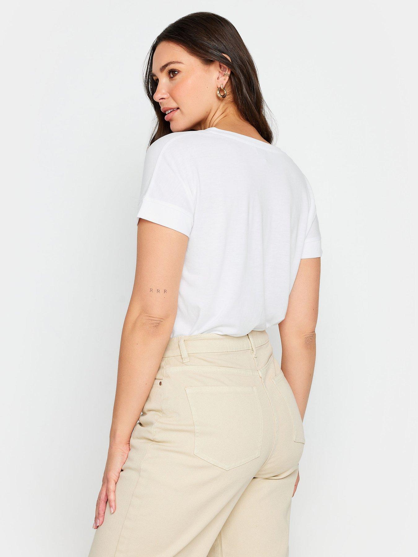  image of long-tall-sally-tall-premium-white-modal-v-neck-tee