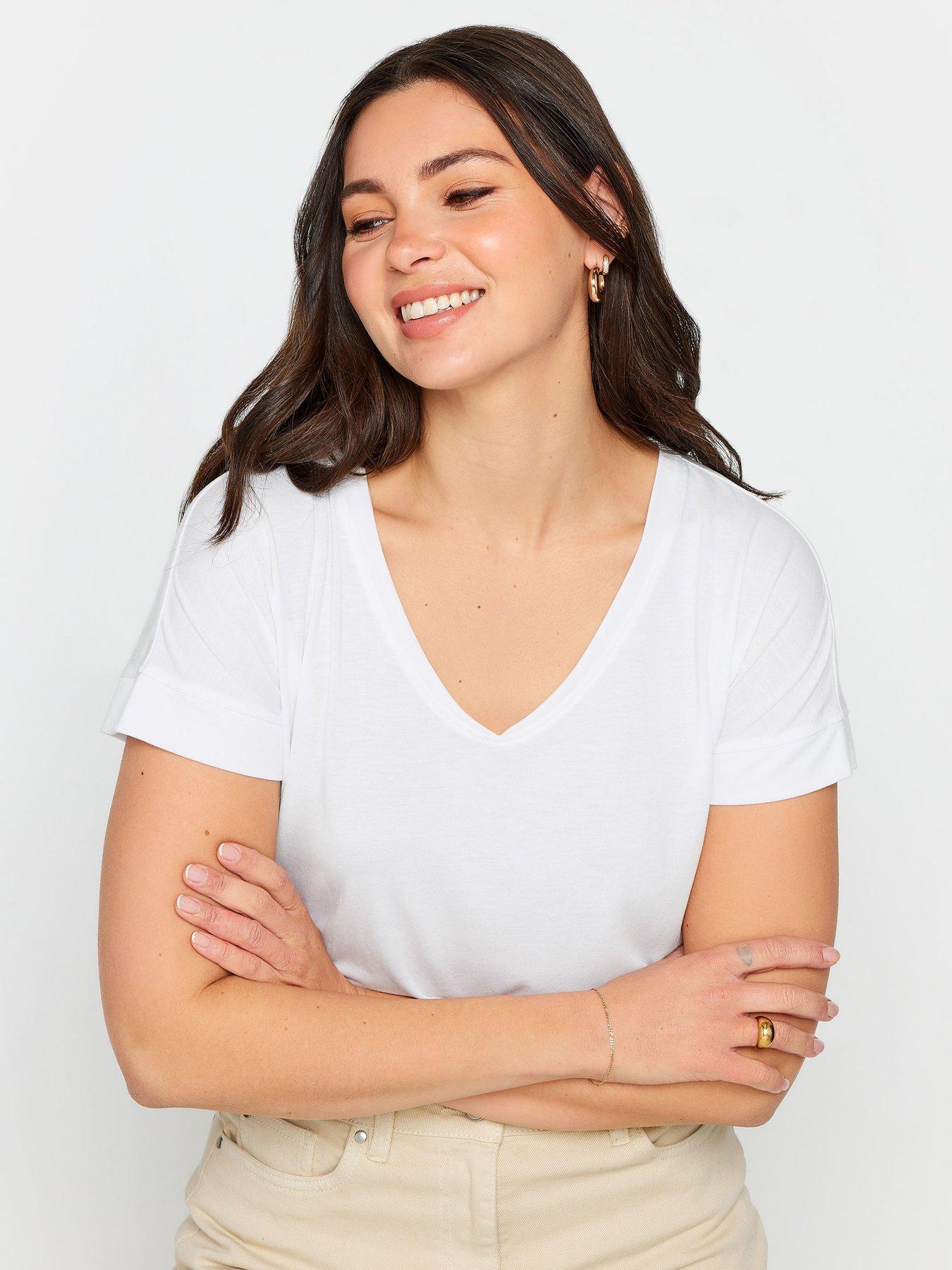  image of long-tall-sally-tall-premium-white-modal-v-neck-tee