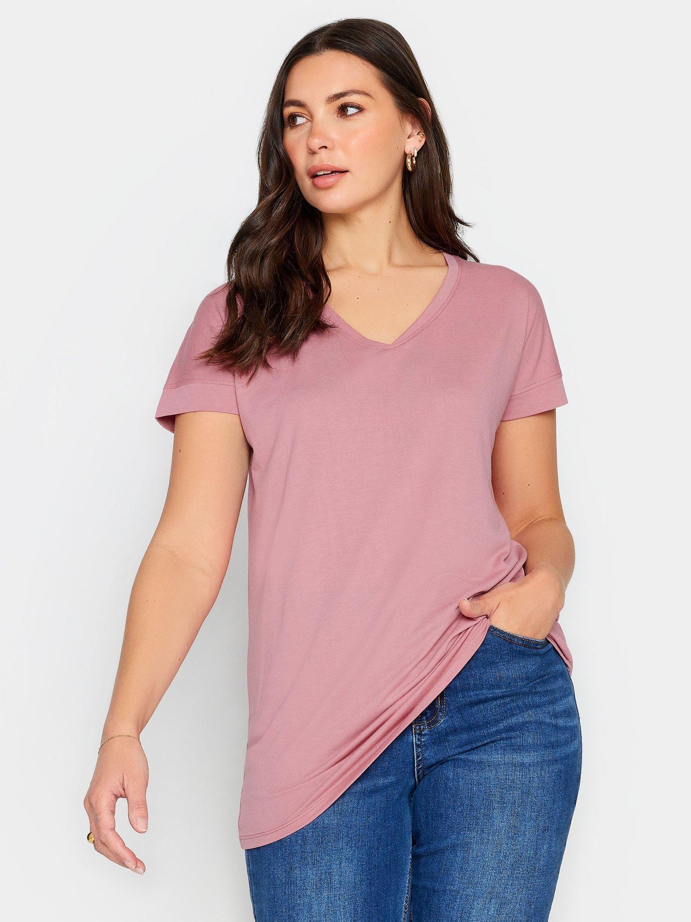  image of long-tall-sally-tall-premium-pink-modal-v-neck-tee