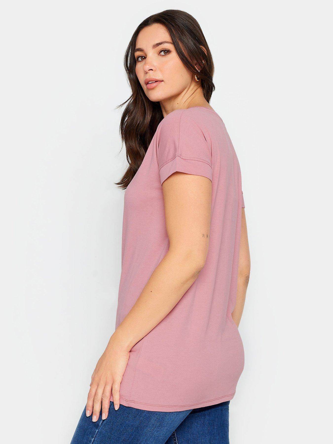  image of long-tall-sally-tall-premium-pink-modal-v-neck-tee