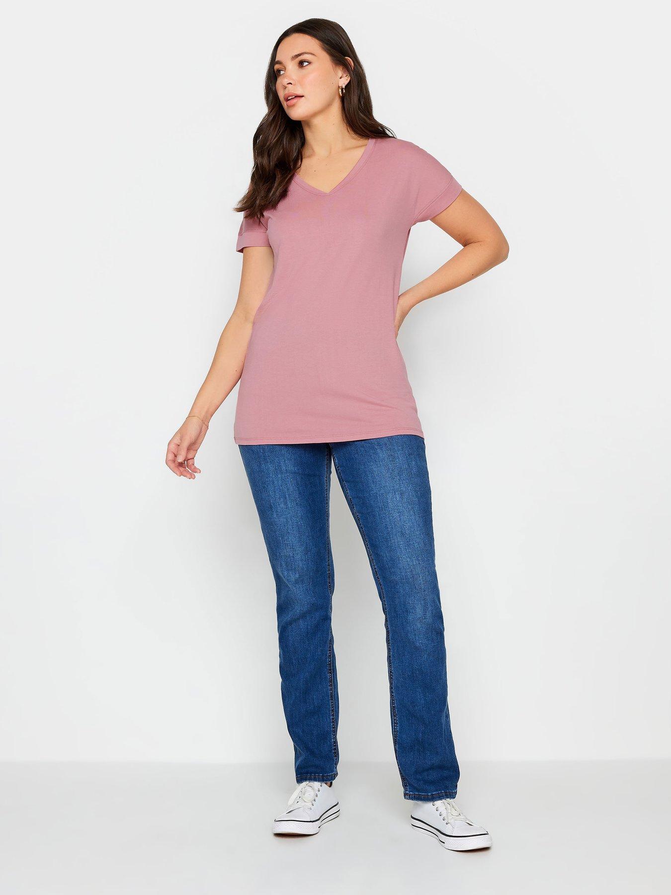  image of long-tall-sally-tall-premium-pink-modal-v-neck-tee
