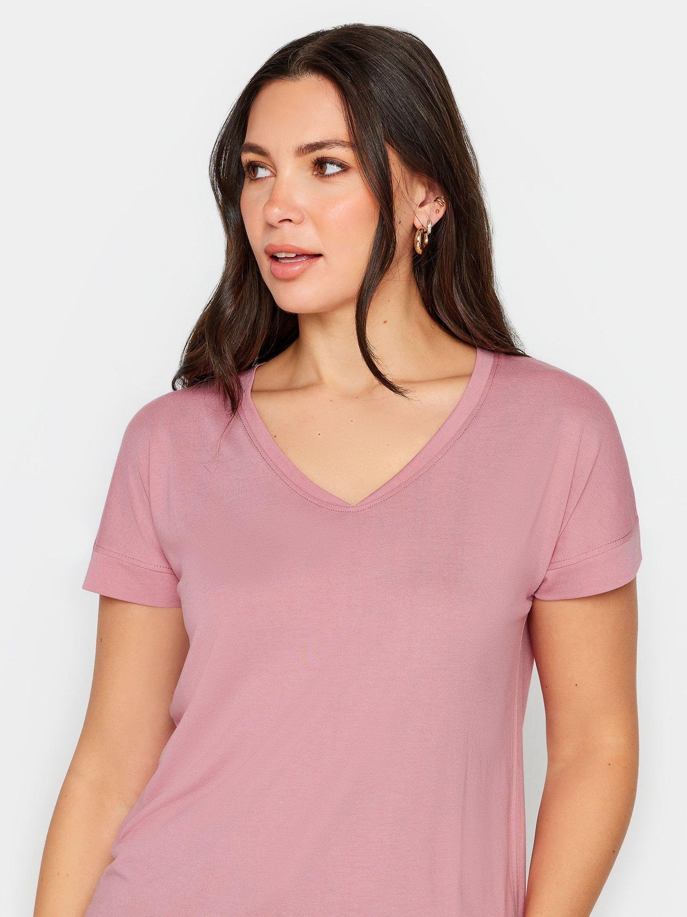  image of long-tall-sally-tall-premium-pink-modal-v-neck-tee
