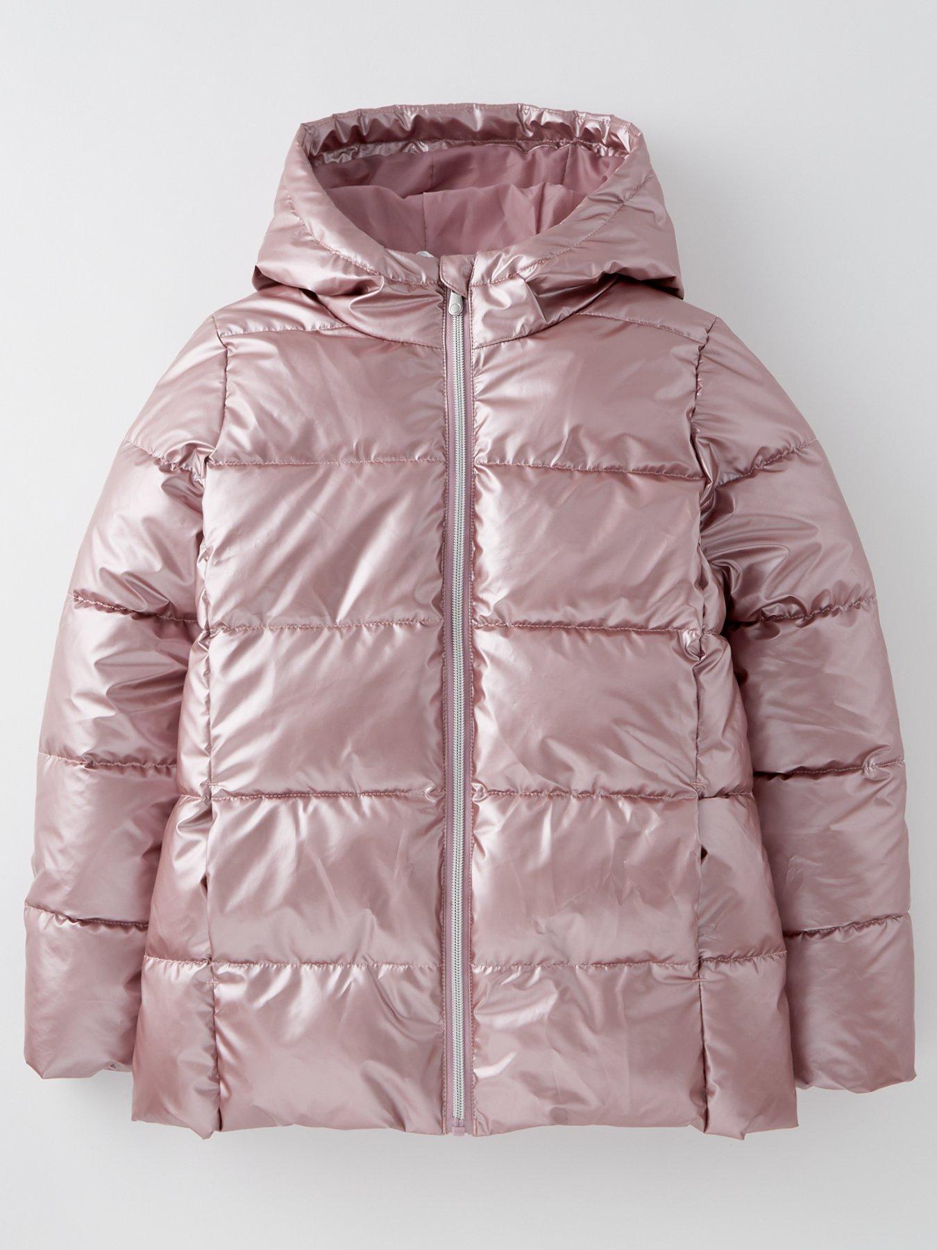 undefined Girls Metallic Padded Coat - Pink