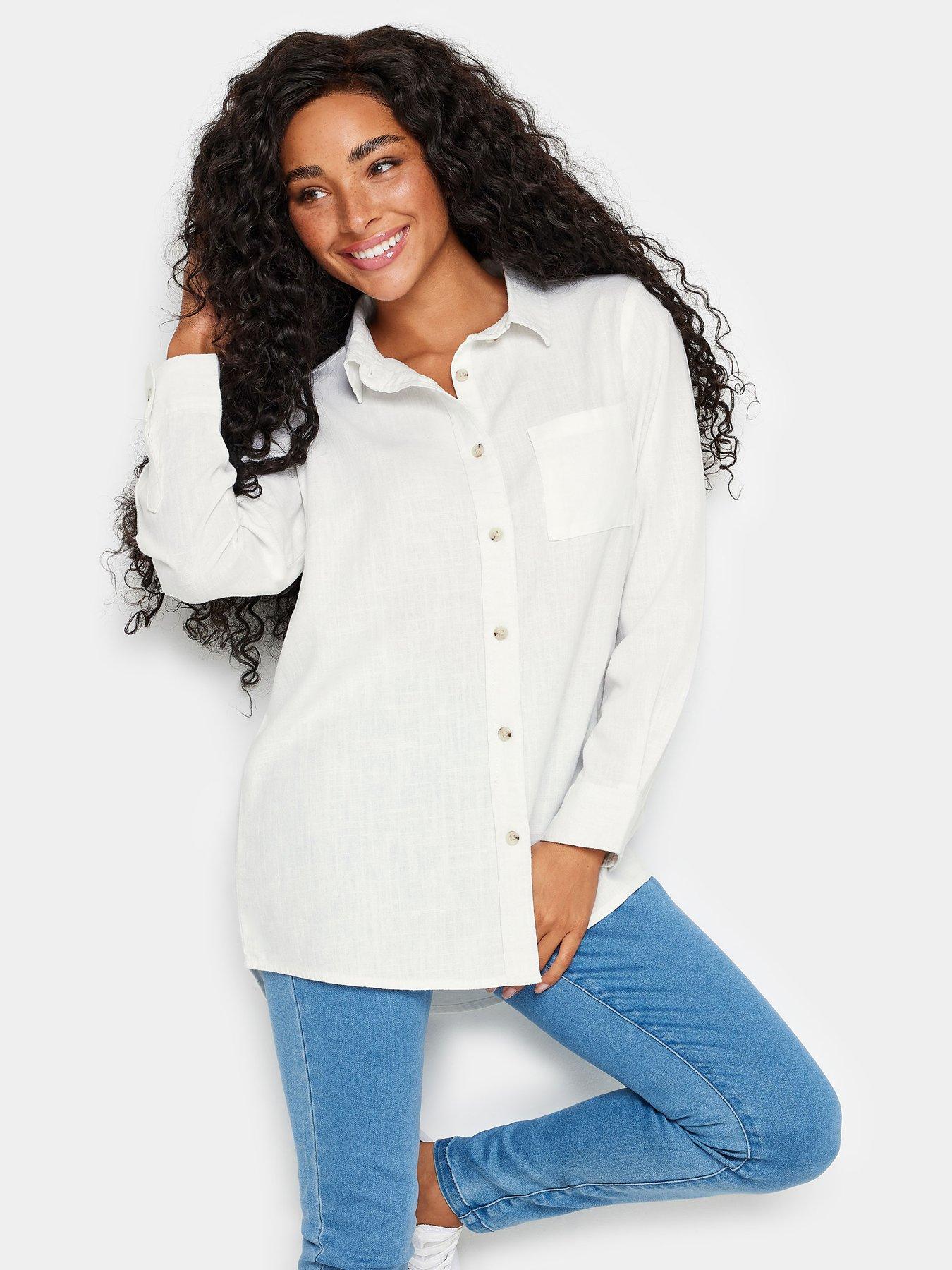 undefined Petite White Linen Shirt