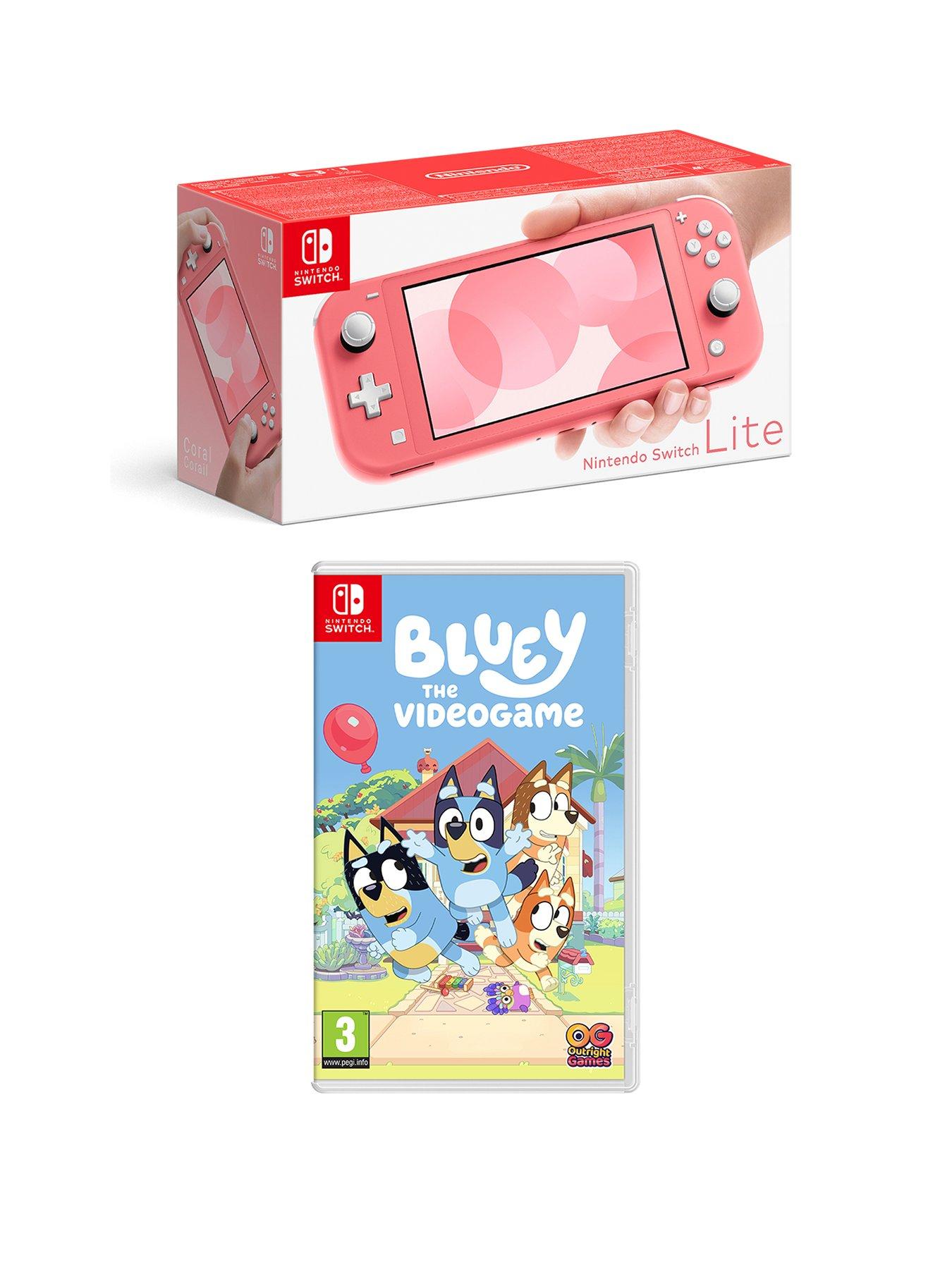 Nintendo Switch Lite Coral Console with & Bluey: The Videogame Switch