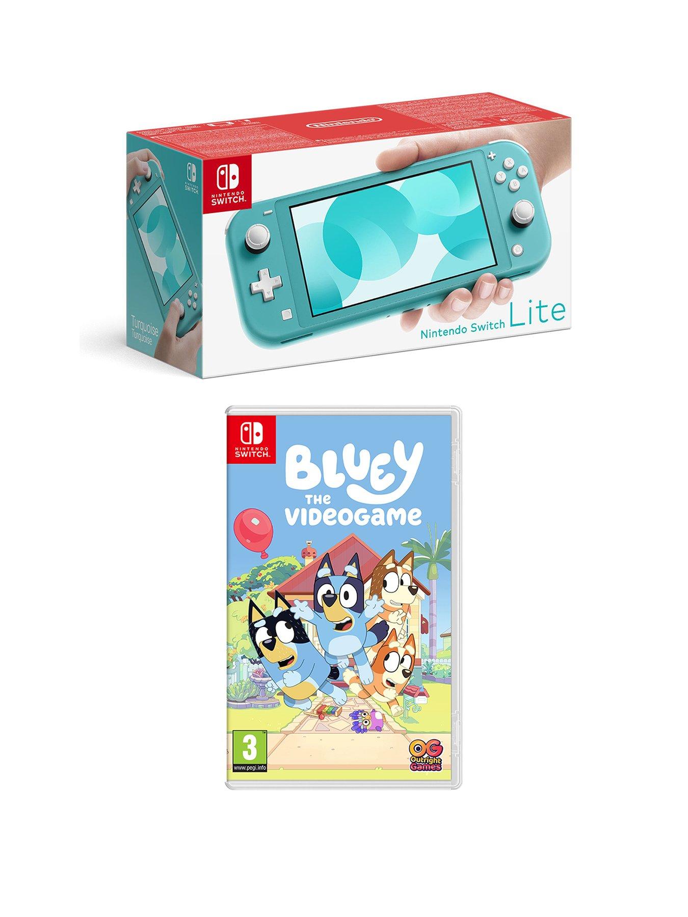 undefined Turquoise Console with  &  Bluey: The Videogame Switch