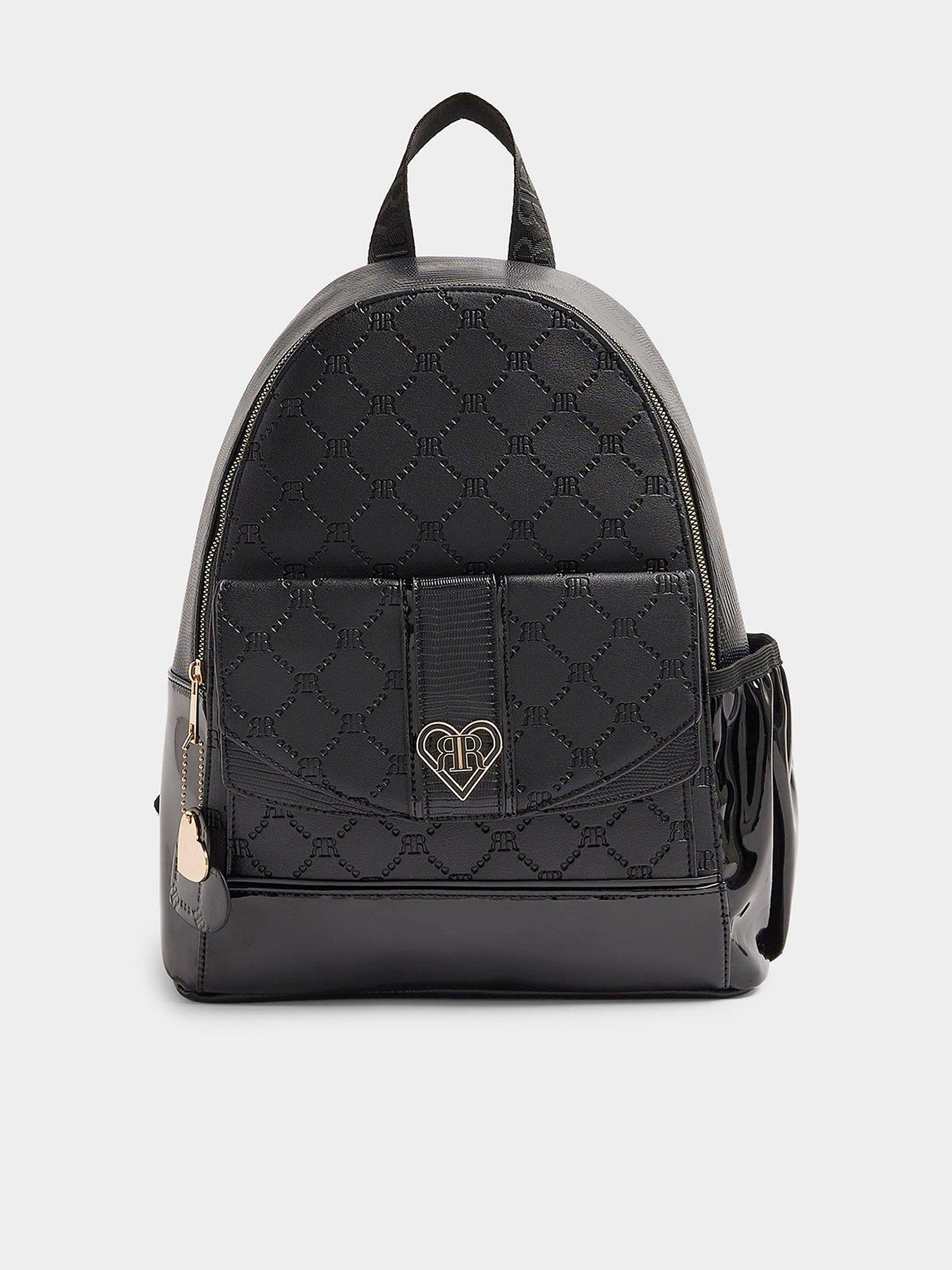 River Island Girls Embossed Monogram Backpack - Black | littlewoods.com