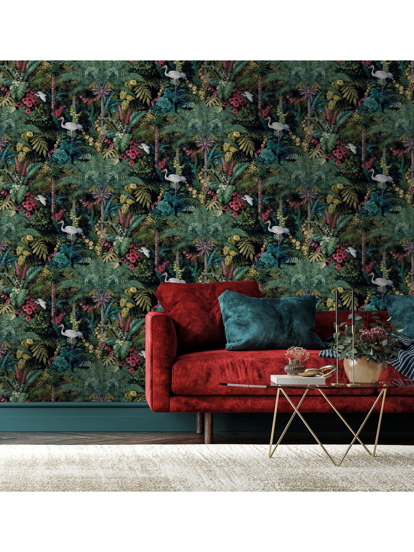  image of holden-decor-jungle-paradise-wallpaper-in-black