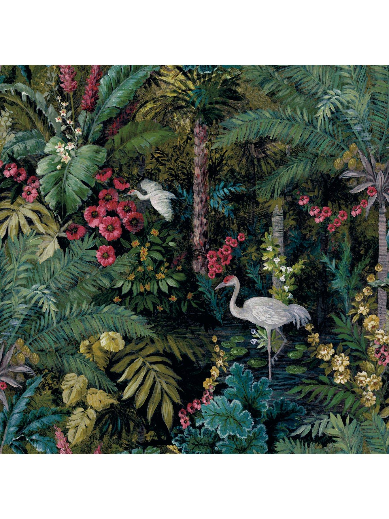  image of holden-decor-jungle-paradise-wallpaper-in-black