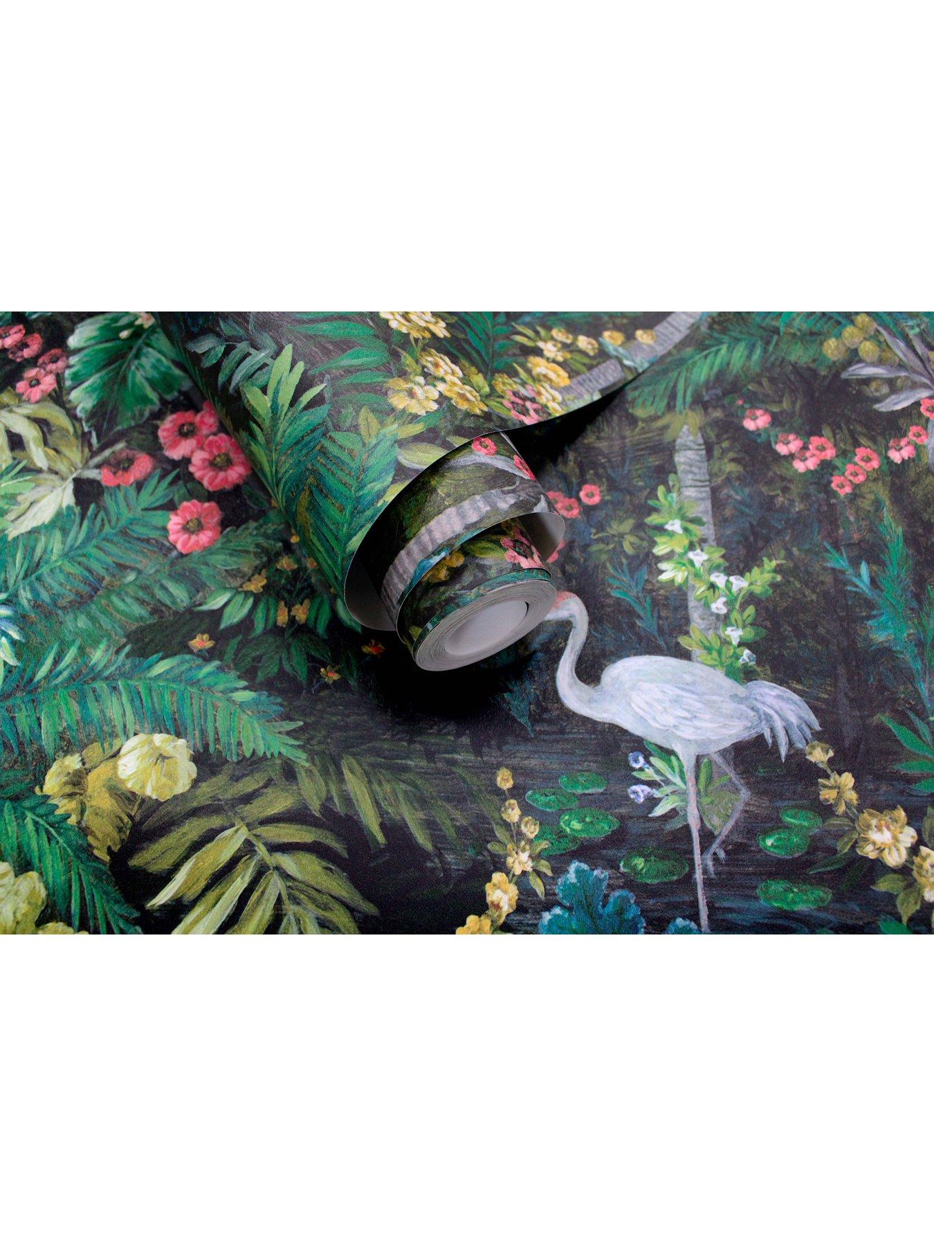  image of holden-decor-jungle-paradise-wallpaper-in-black