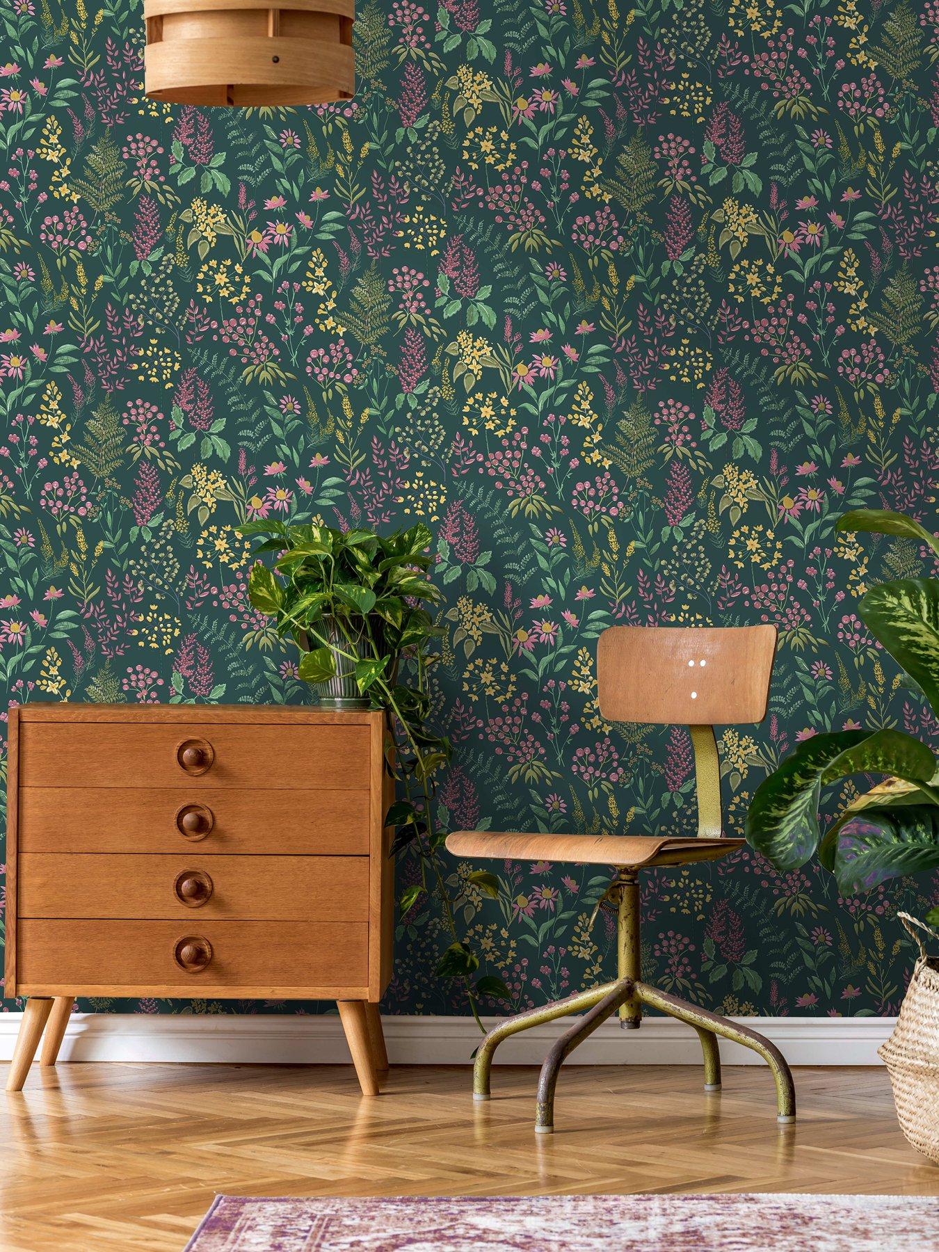 undefined Floral Sprig Wallpaper - Teal