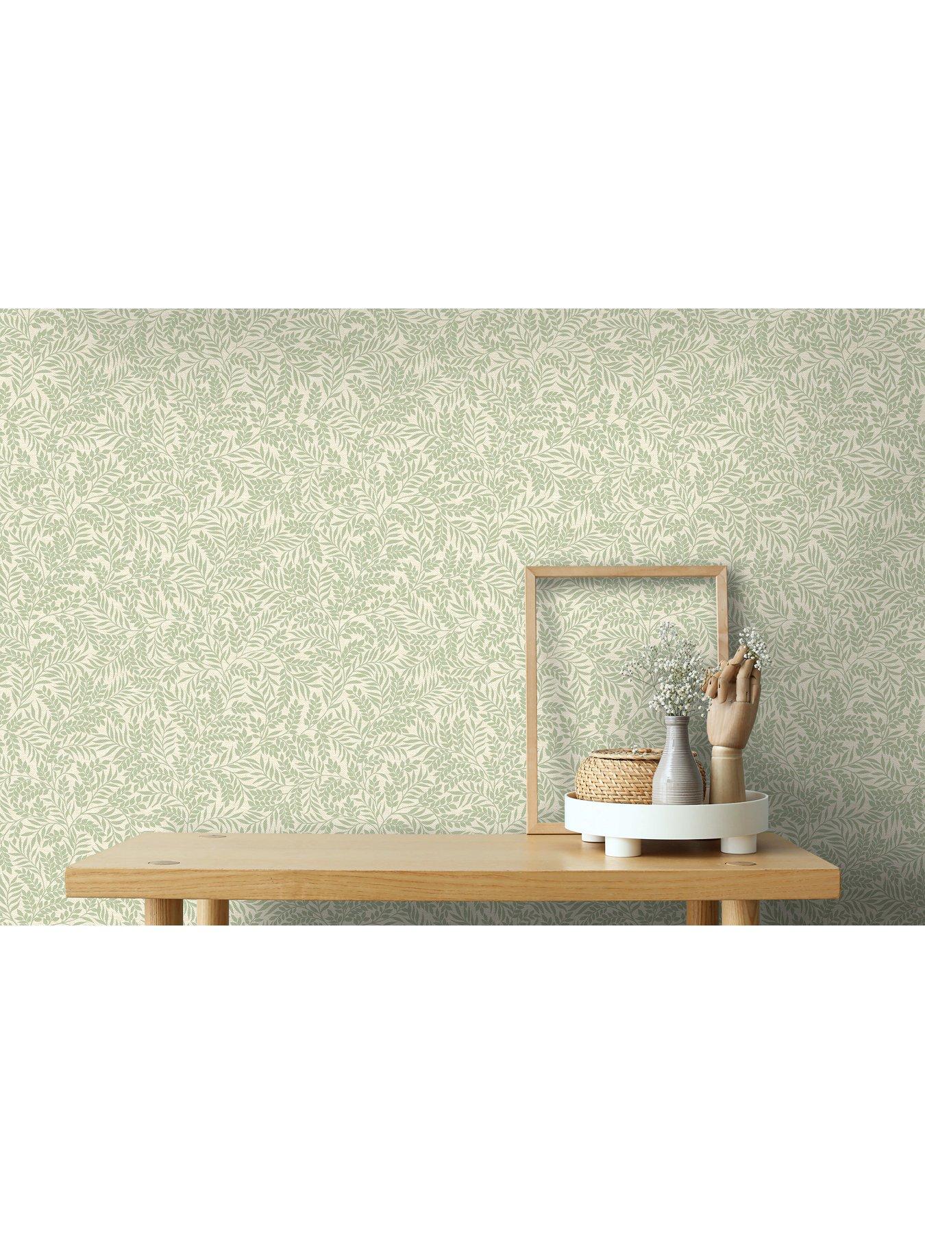 image of holden-decor-mini-leaf-trail-wallpaper-in-sage