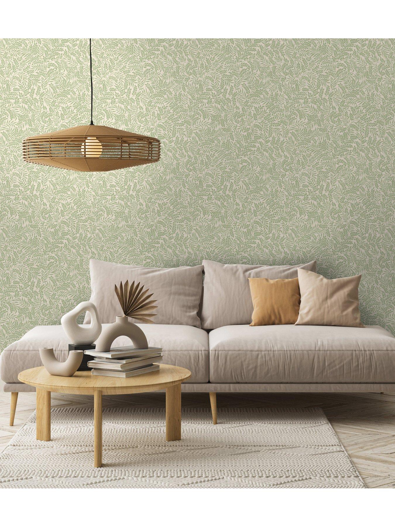  image of holden-decor-mini-leaf-trail-wallpaper-in-sage