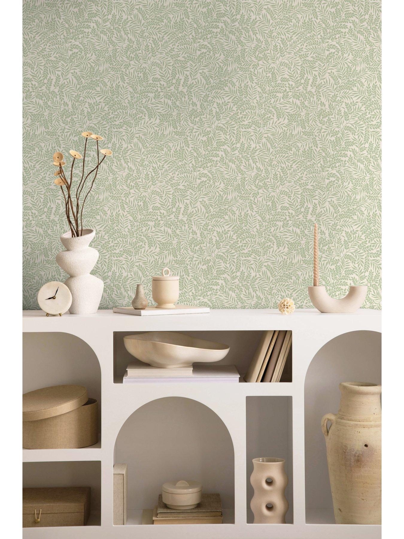  image of holden-decor-mini-leaf-trail-wallpaper-in-sage