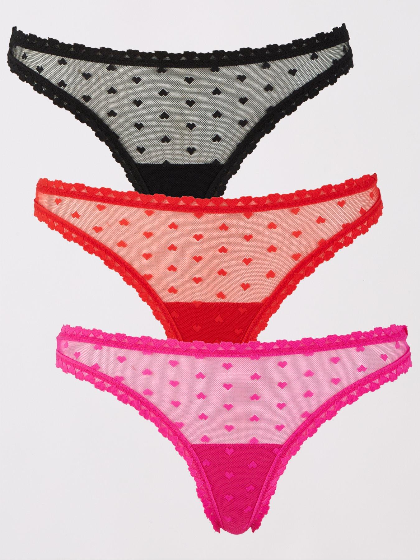 Juicy Couture 3 Pack Microfibre T-bar Thong With Diamante Heart