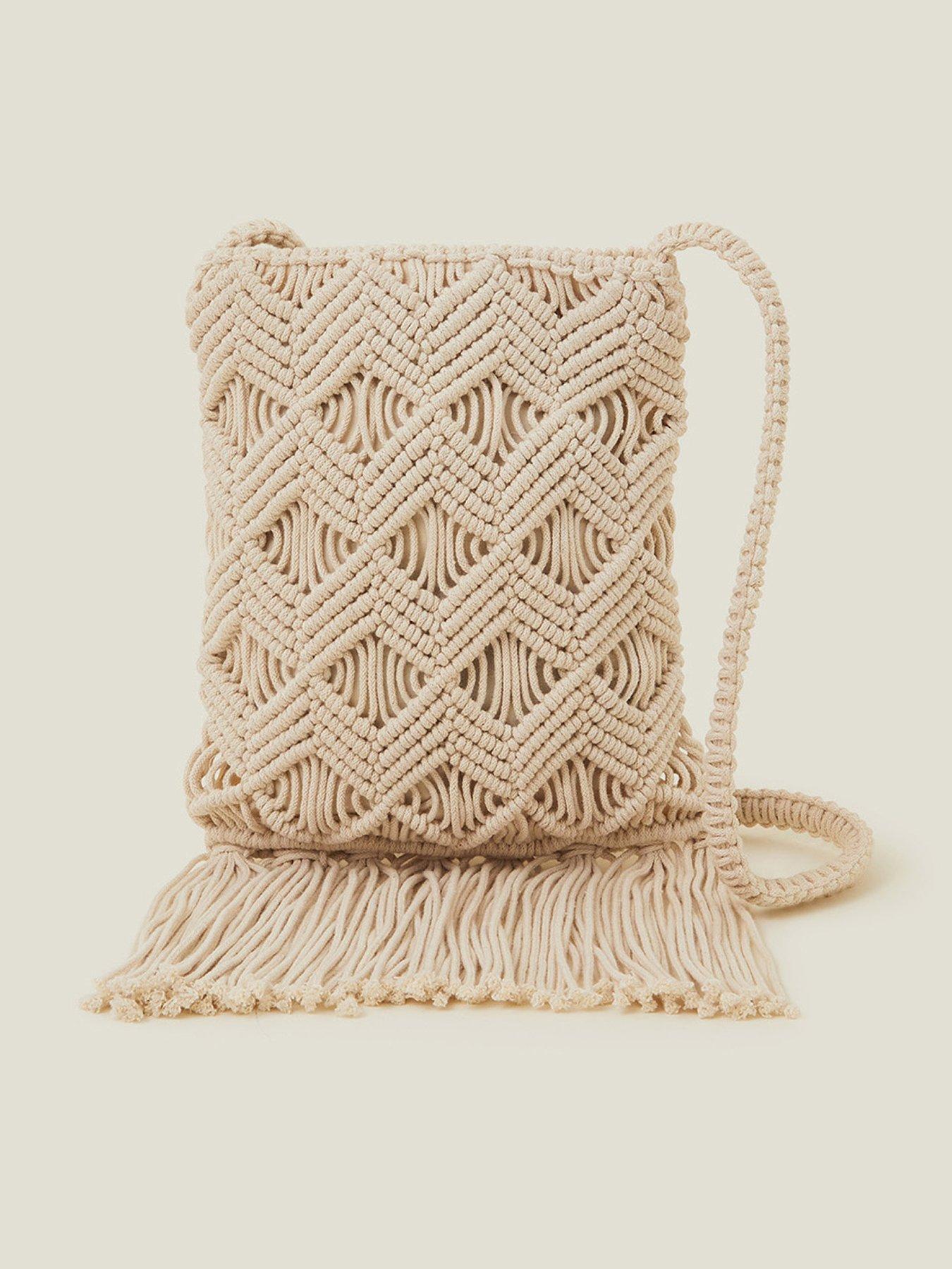  image of accessorize-macrame-fringe-phone-bag