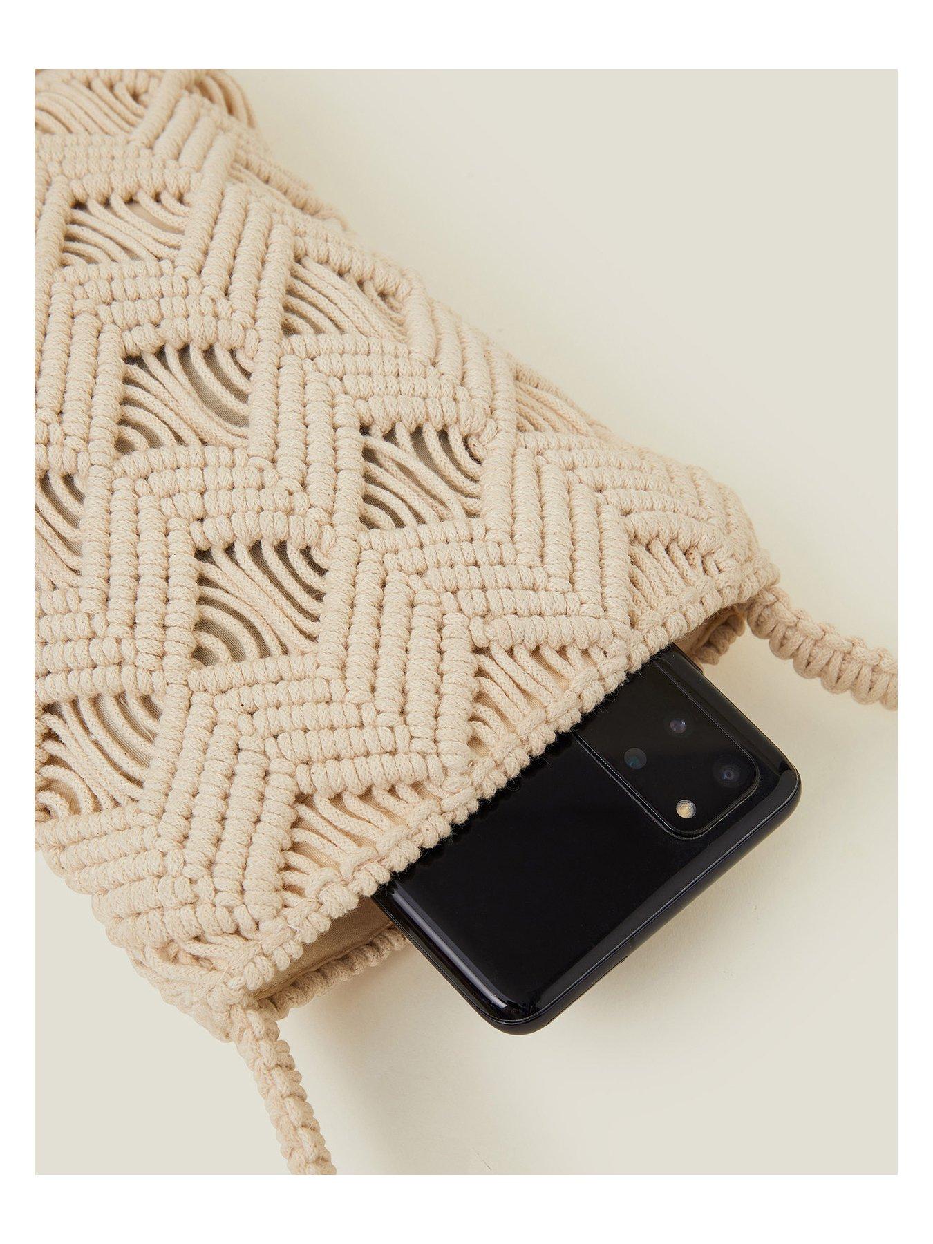  image of accessorize-macrame-fringe-phone-bag