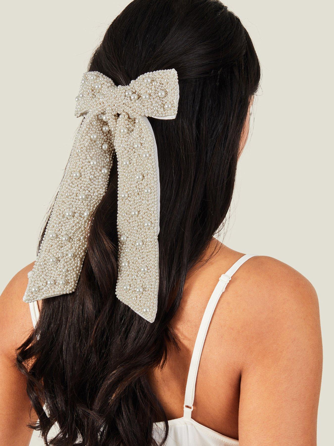  image of accessorize-statement-pearl-hair-bow