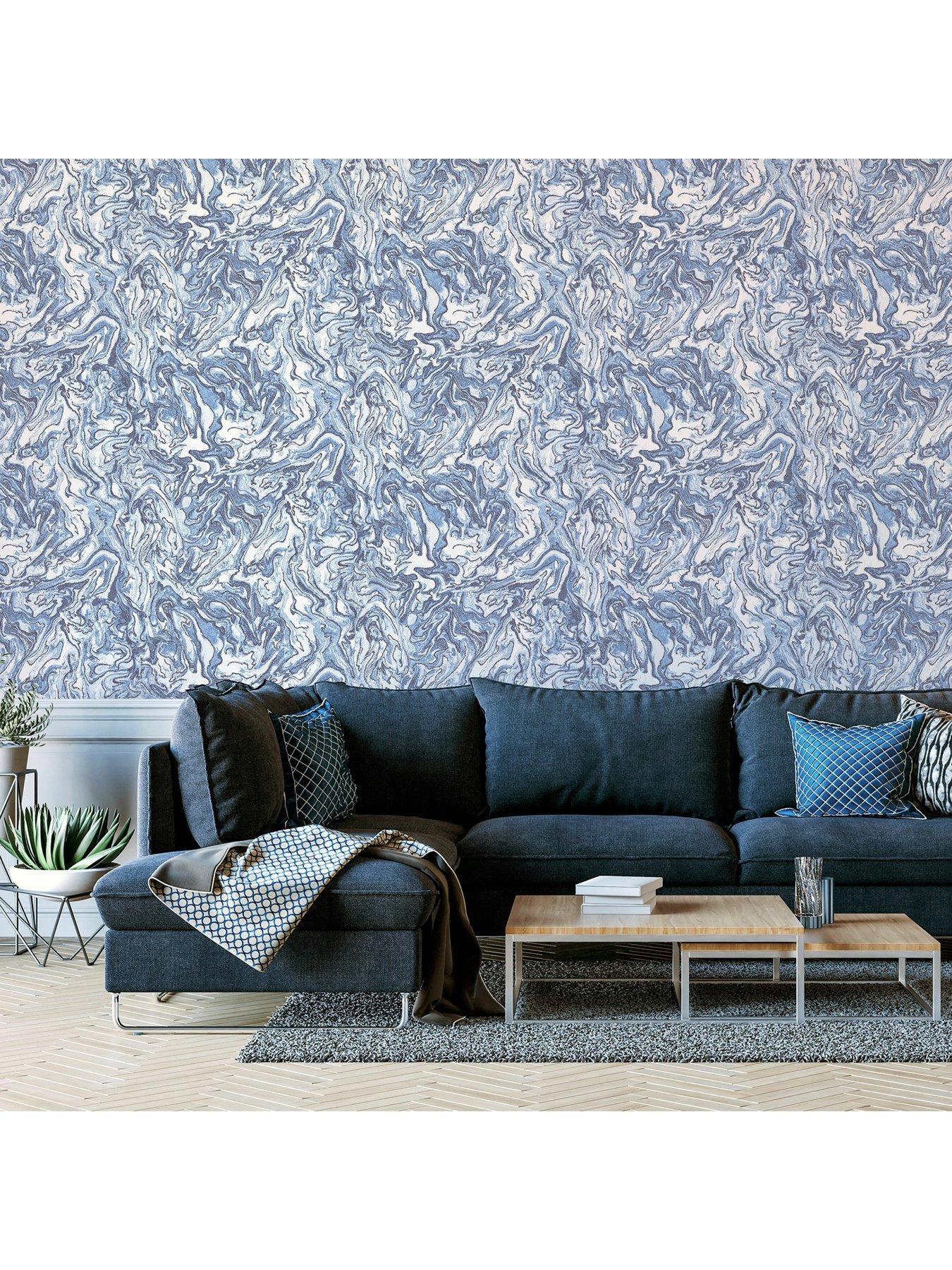  image of arthouse-liquid-marble-wallpaper-navy