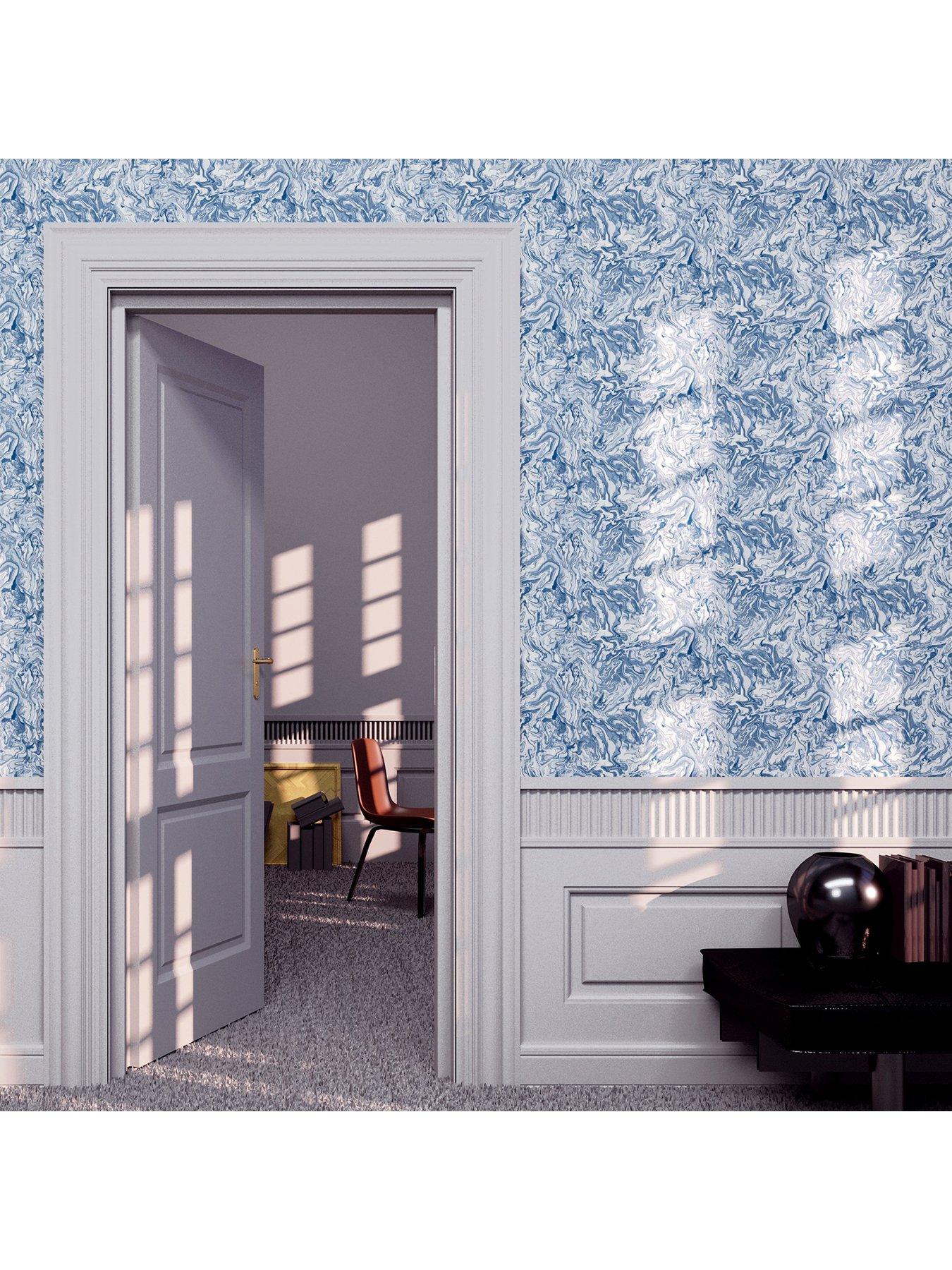  image of arthouse-liquid-marble-wallpaper-navy