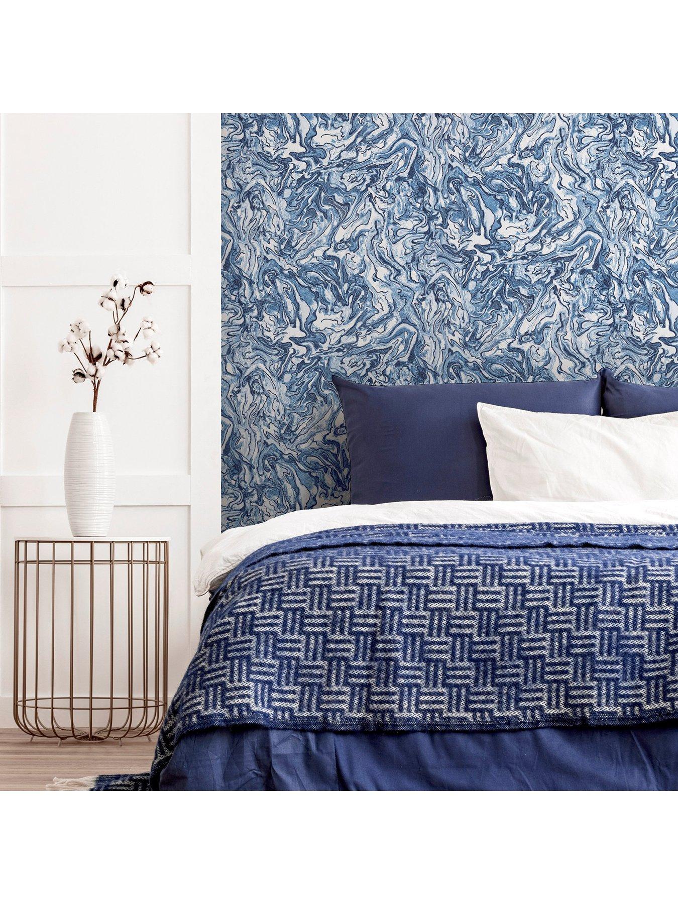  image of arthouse-liquid-marble-wallpaper-navy