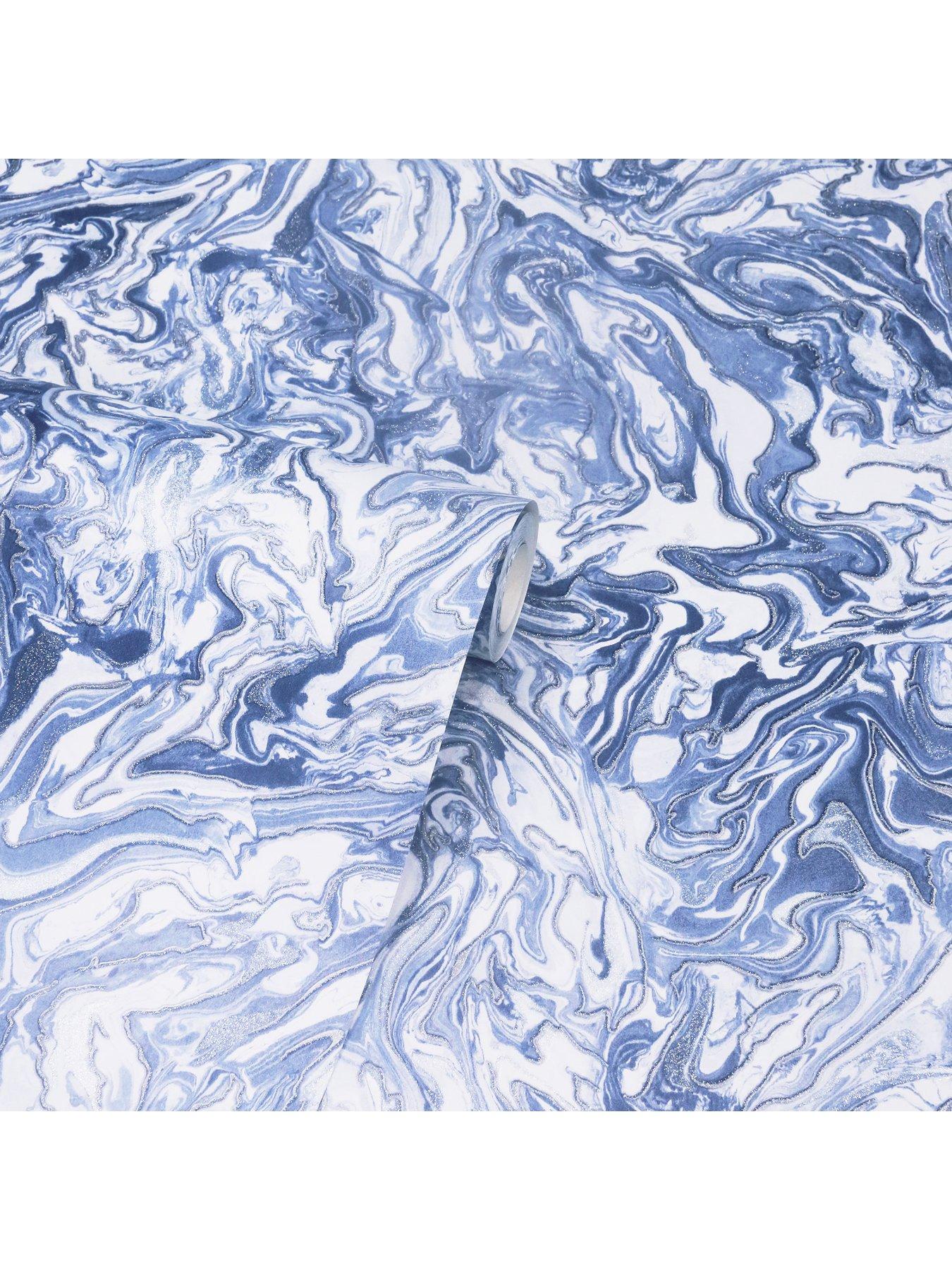  image of arthouse-liquid-marble-wallpaper-navy