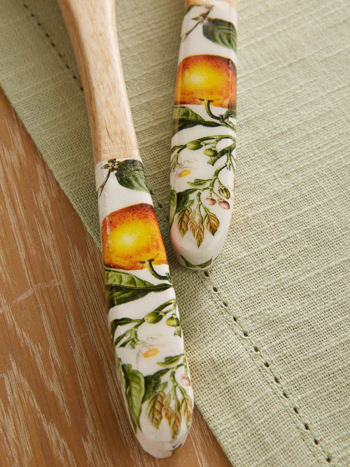  image of very-home-orange-blossom-mango-wood-serving-fork-and-spoon-set