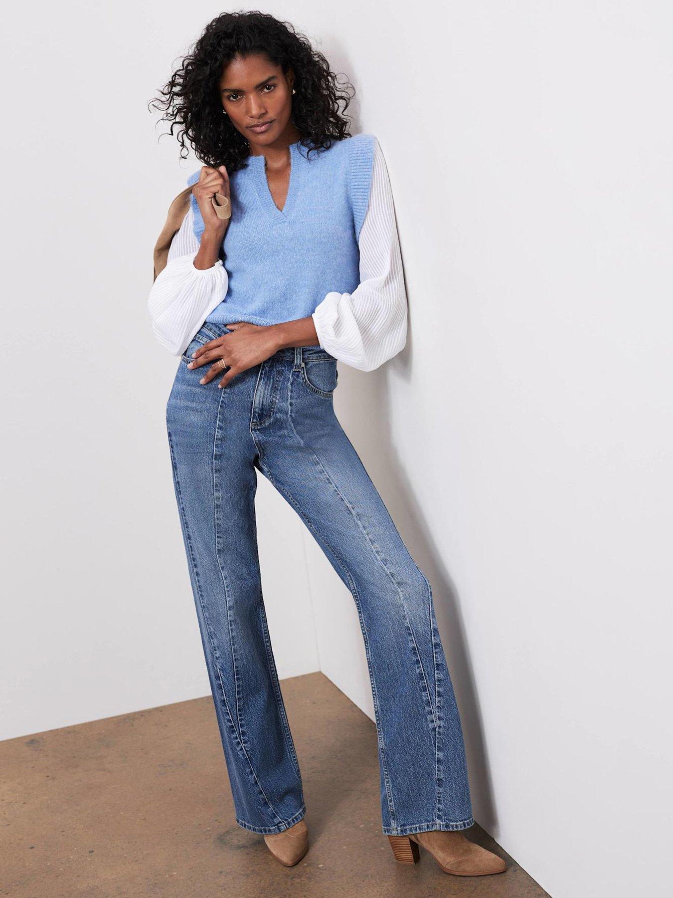 Mint Velvet High Waist Flared Jeans, Dark Blue