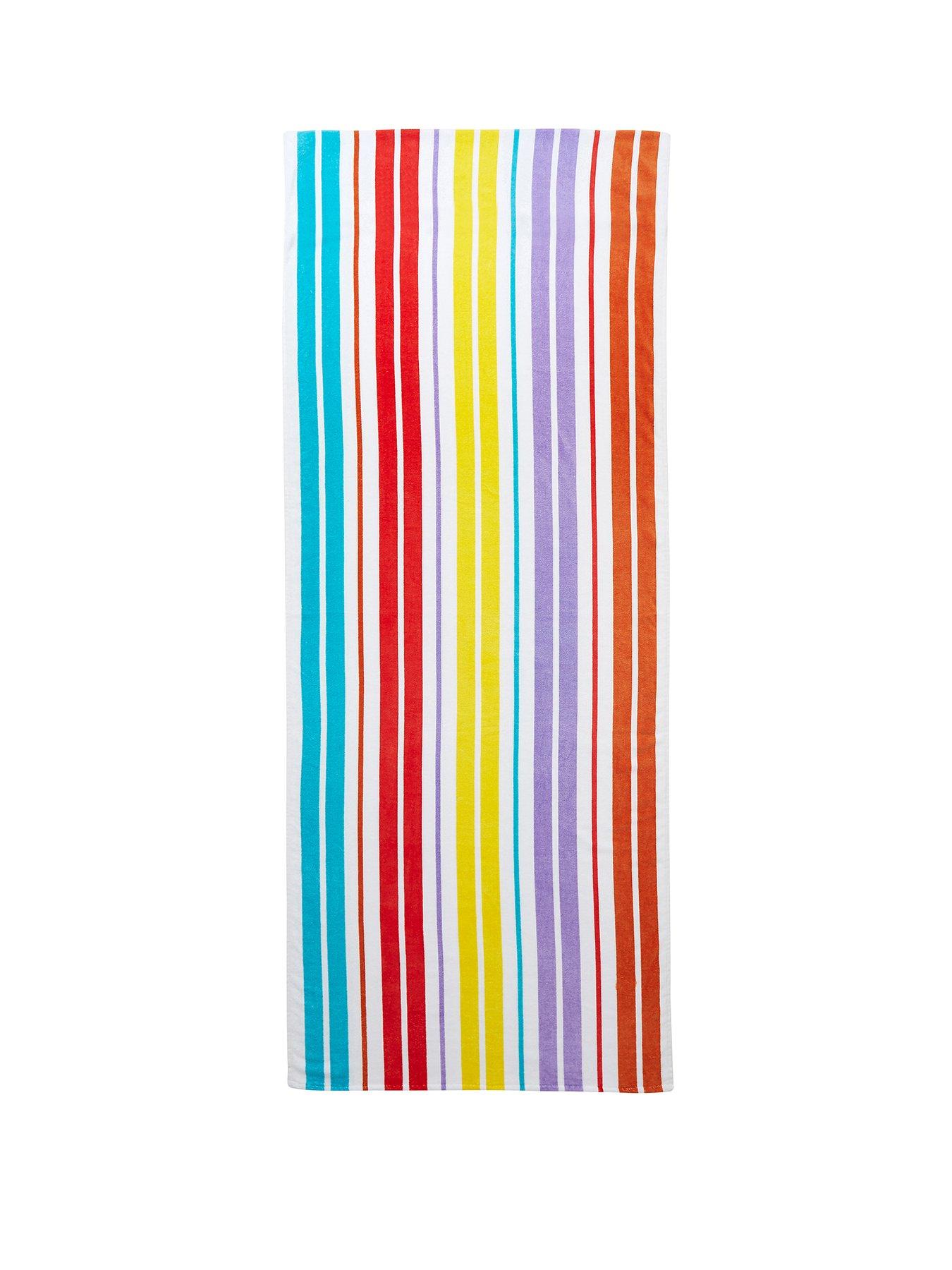  image of catherine-lansfield-rainbow-stripe-cotton-beach-towel