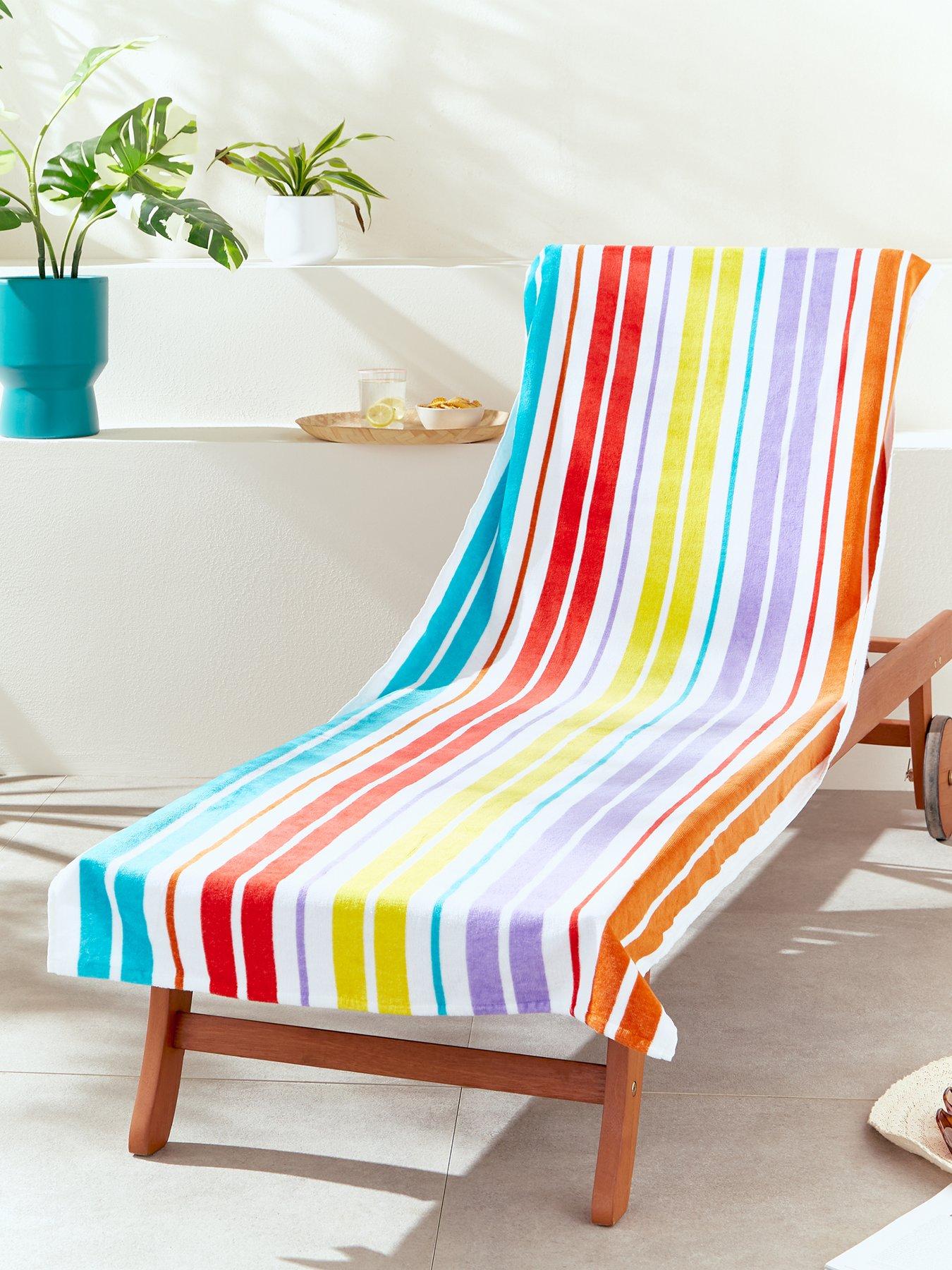  image of catherine-lansfield-rainbow-stripe-cotton-beach-towel