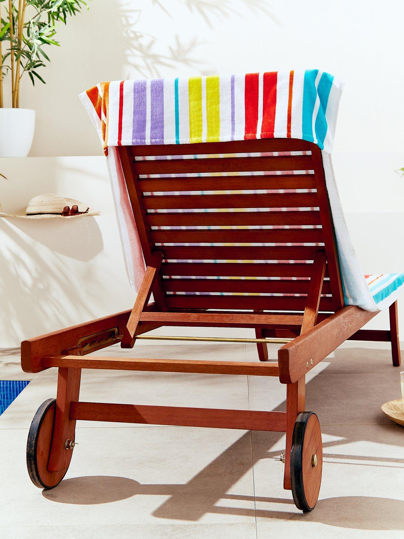 image of catherine-lansfield-rainbow-stripe-cotton-beach-towel