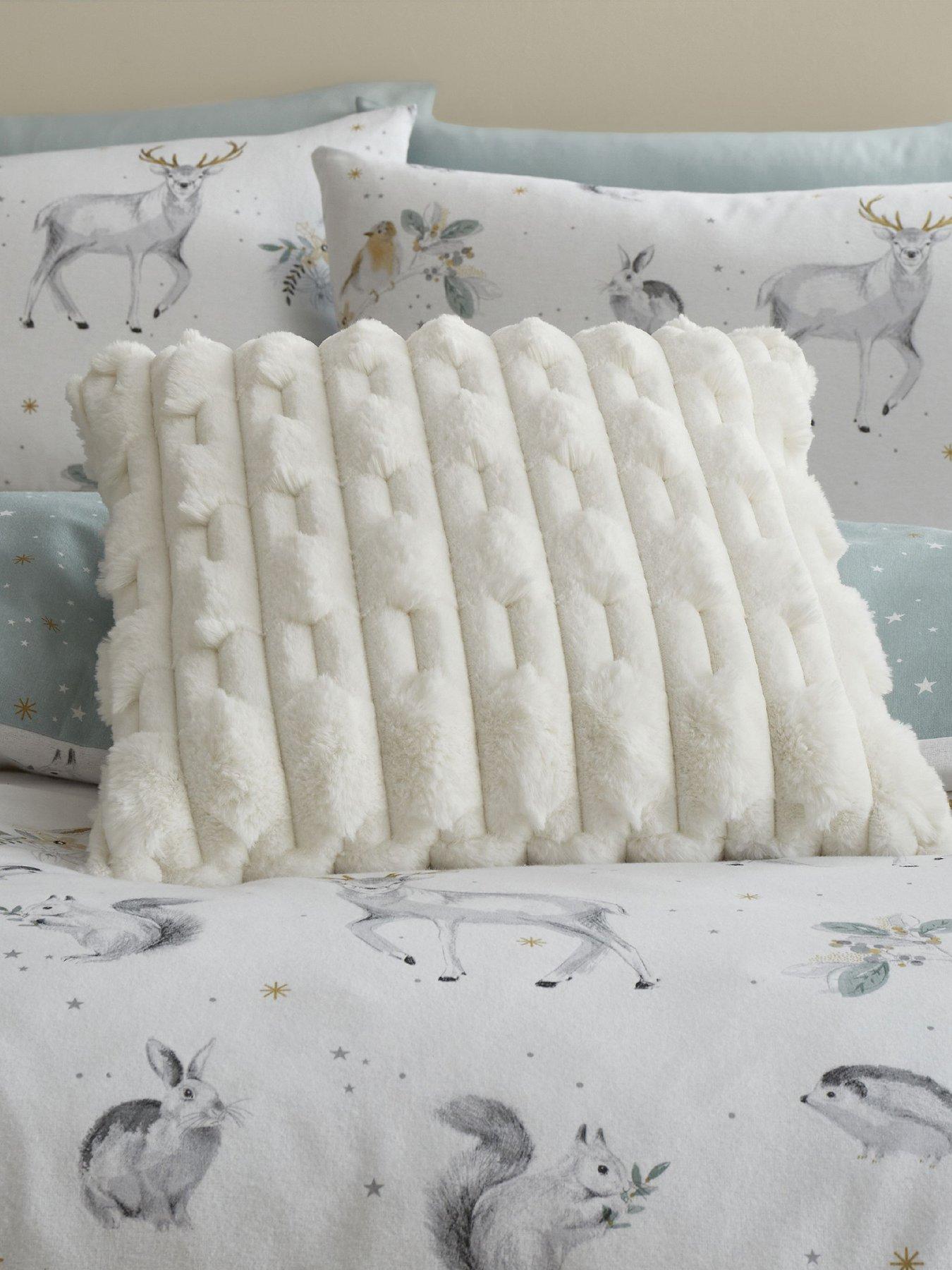 Bianca Carved Faux Fur Cosy Cushion - Cream