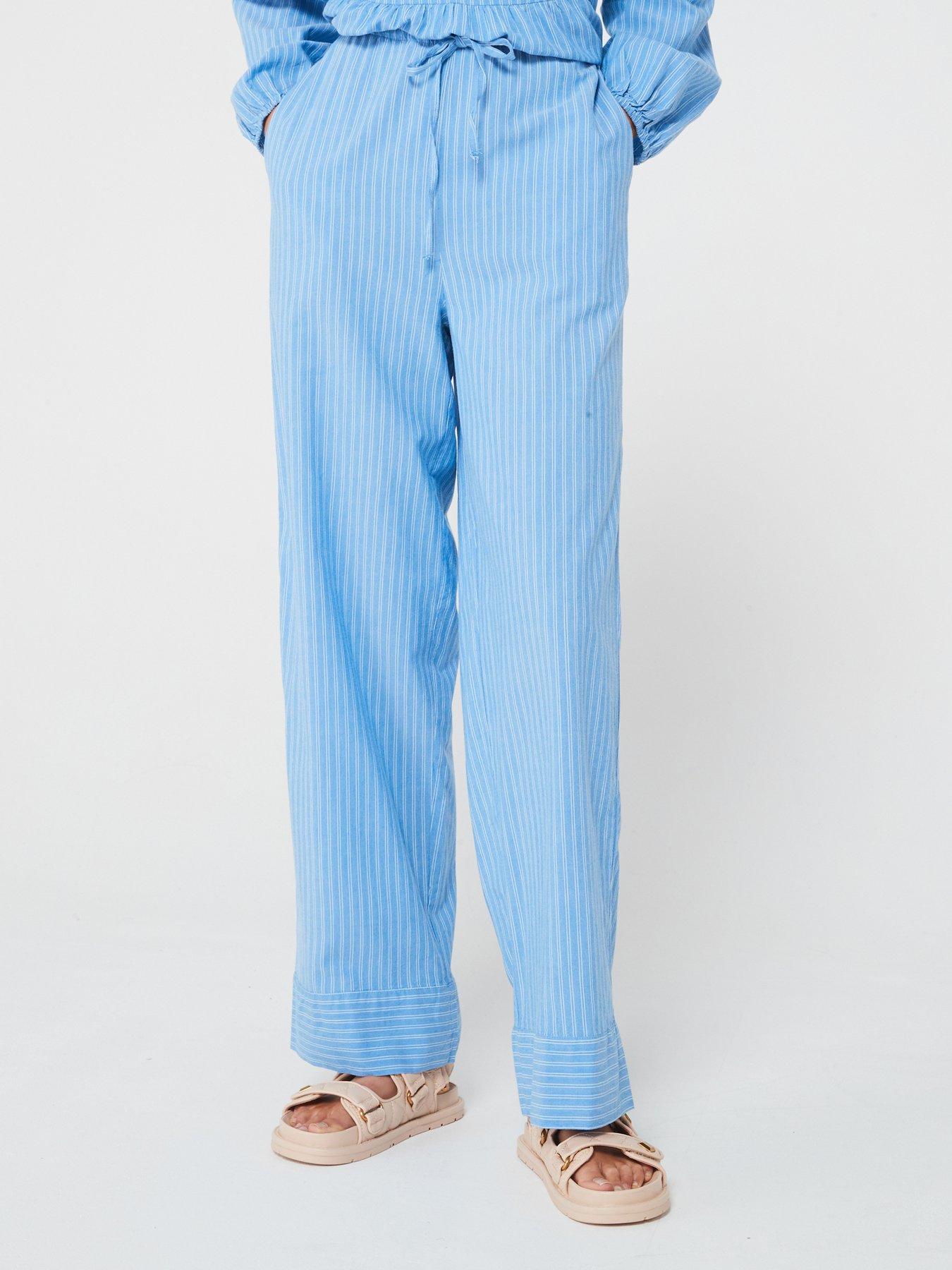 undefined Loose Fitting Wide Leg Trousers - Blue