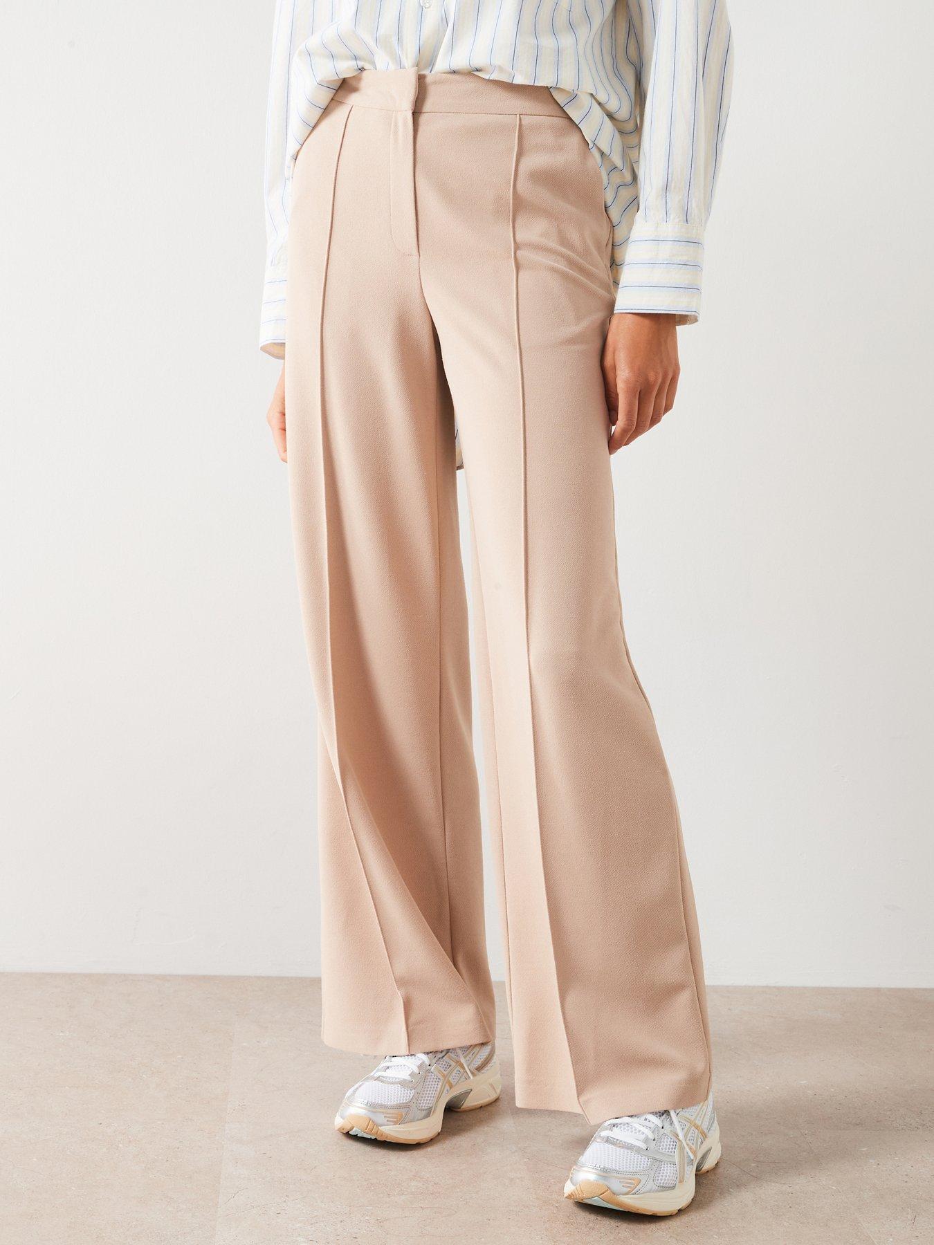 undefined Scuba Twill Wide Leg Trousers - Neutral