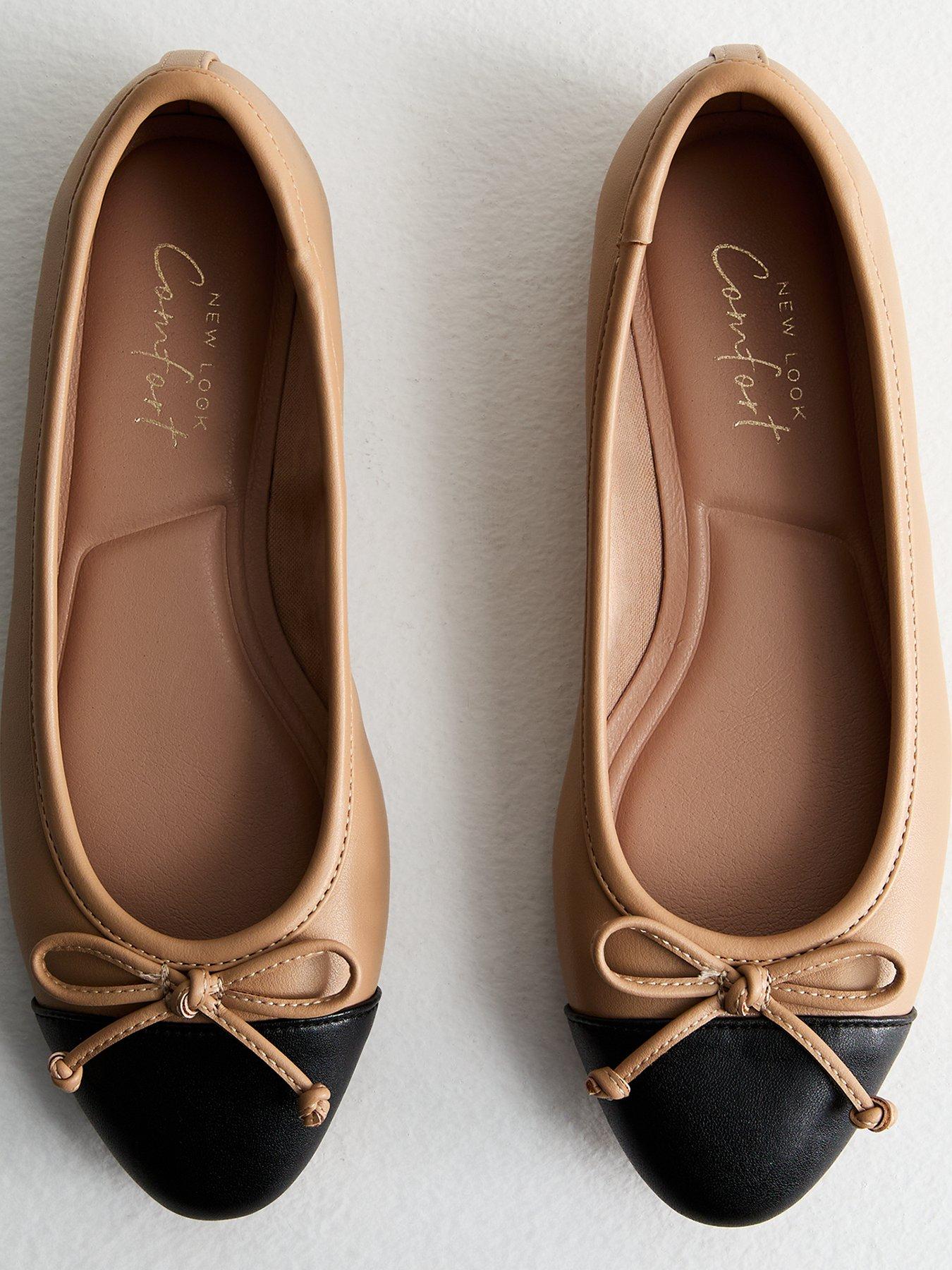 New Look Camel Leather look Contrast Ballerina Pumps littlewoods