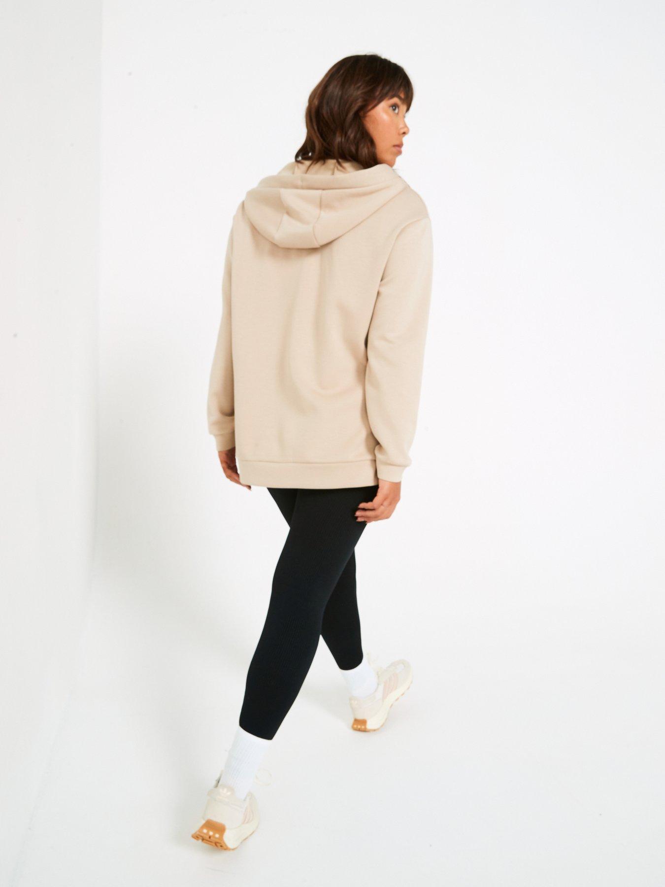  image of v-by-very-curve-v-neck-longline-hoodie-beige