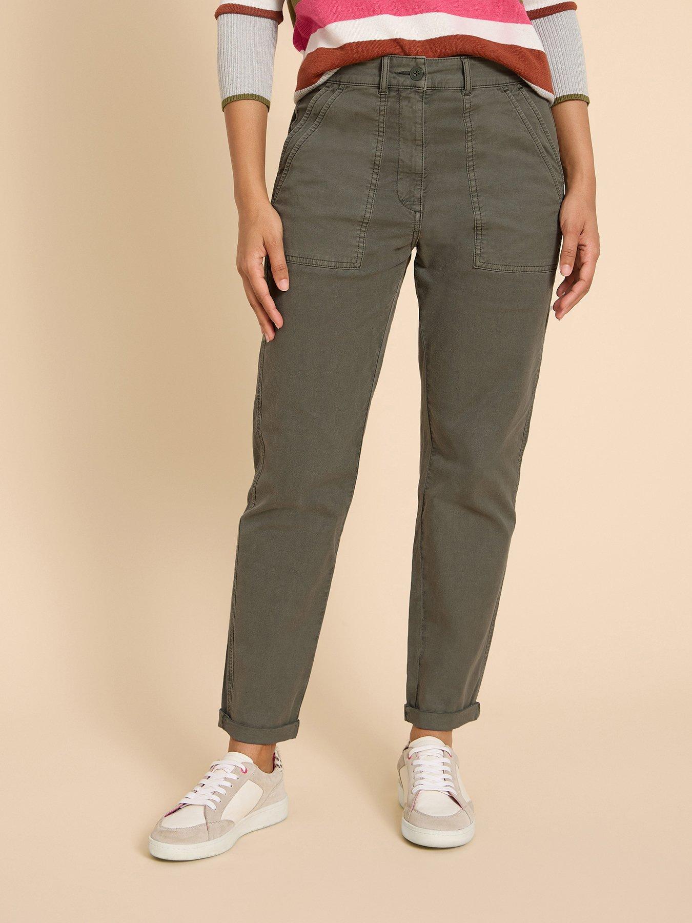 Khaki Cargo Trousers With Pocket Detail