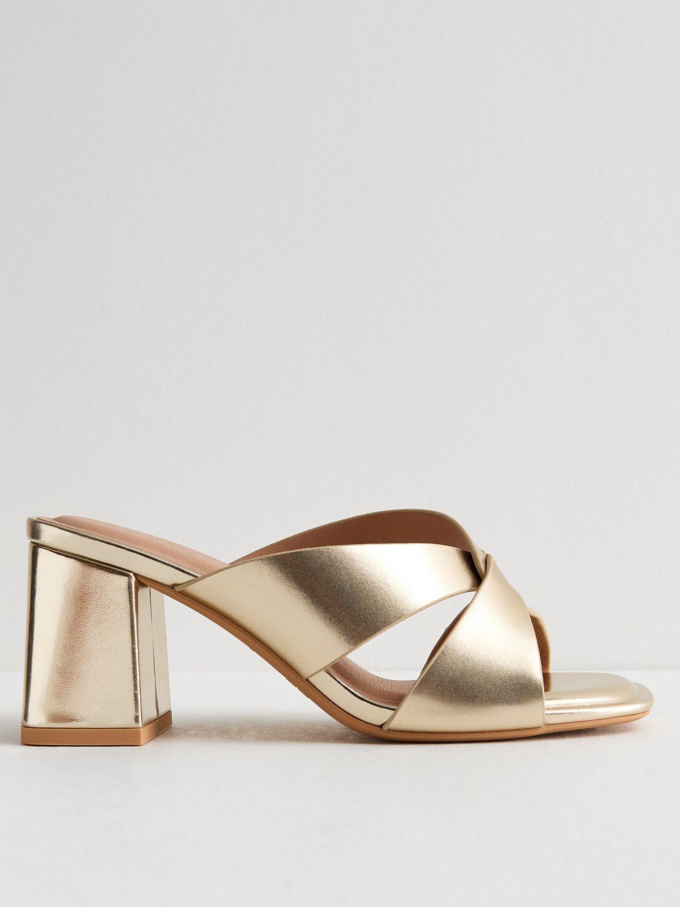 Gold high heel mules hotsell