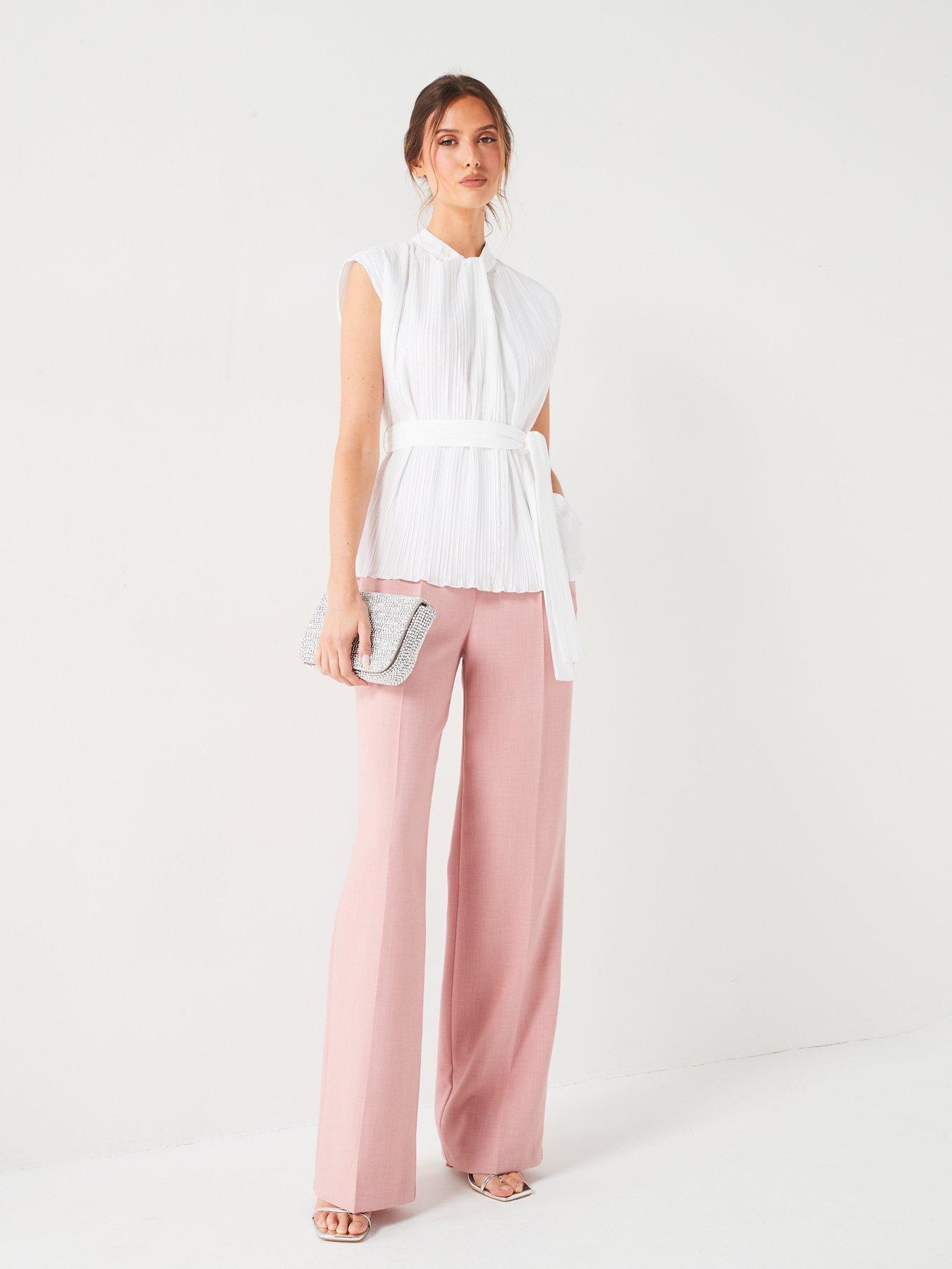 Image 3 of 6 of V by Very Plisse Tie Waist Blouse - White
