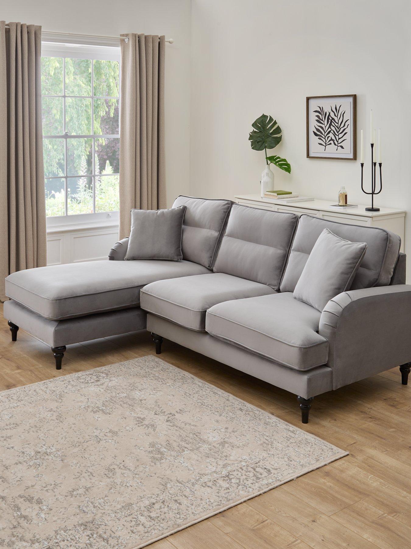 The Very Collection Victoria Left Hand Fabric 3 Seater Chaise Sofa - Grey - FSC® Certified