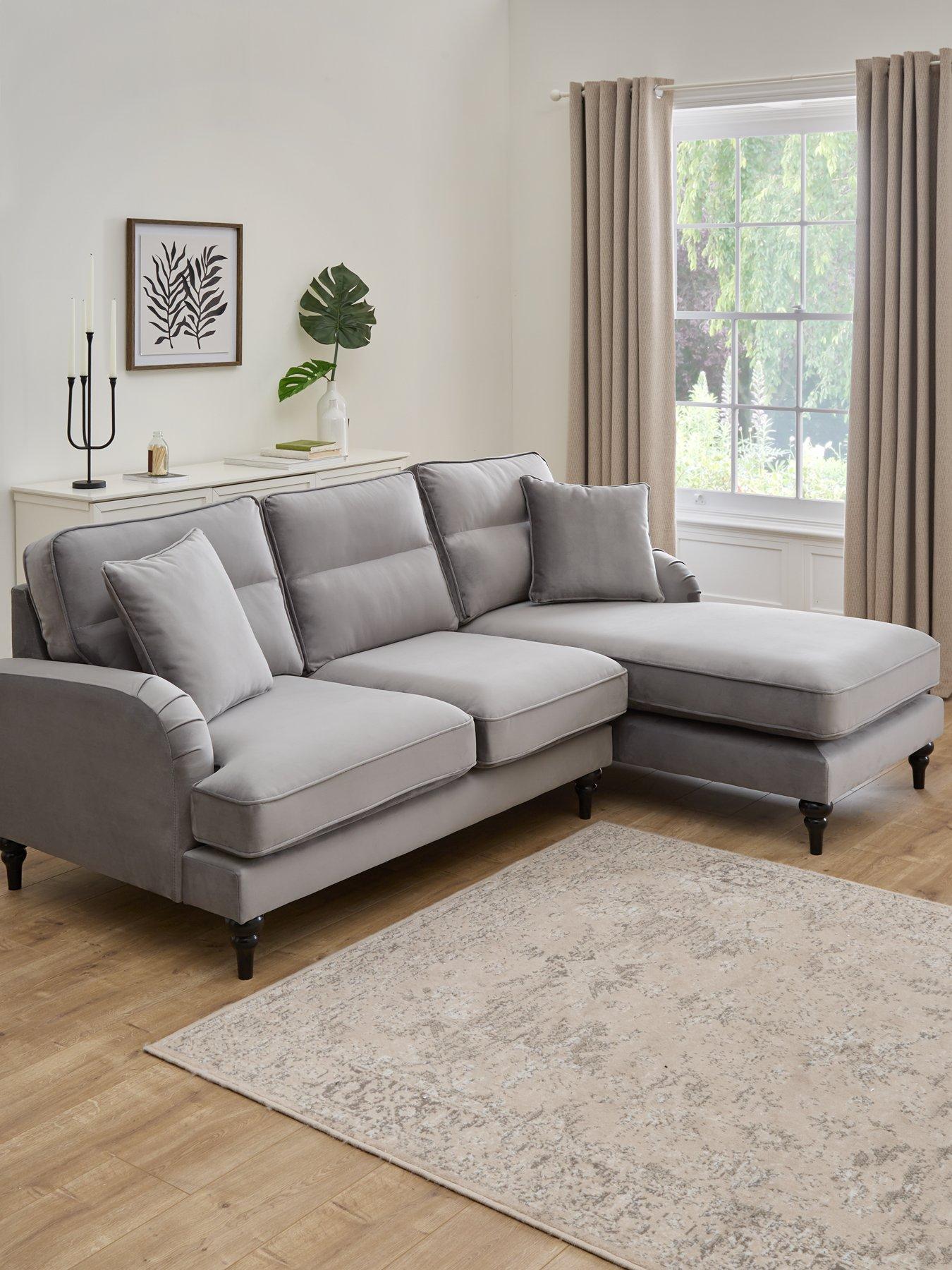 The Very Collection Victoria Right Hand Fabric 3 Seater Chaise Sofa - Grey - FSC® Certified