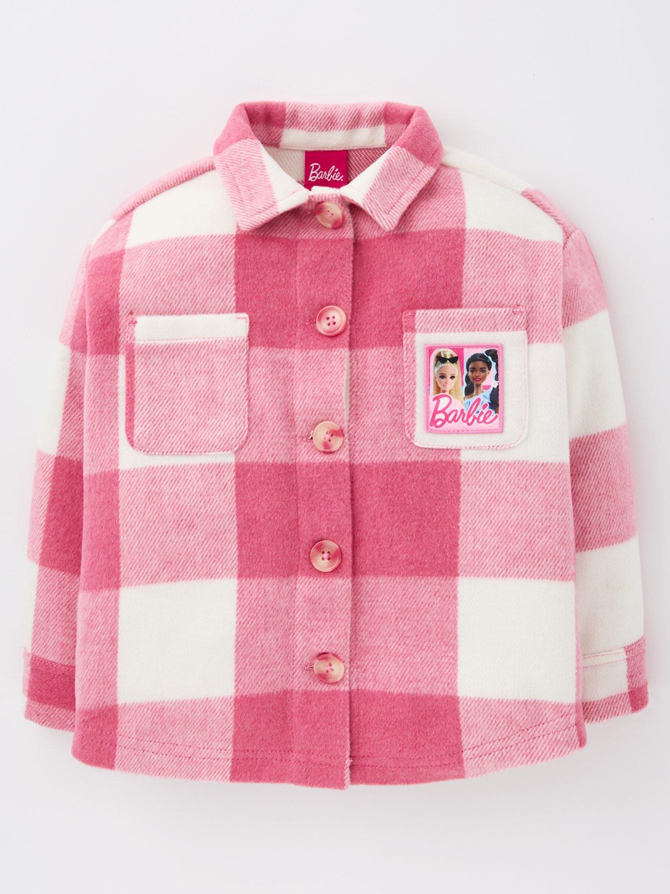 Image 1 of 4 of Barbie Brushed Check Shacket - Pink