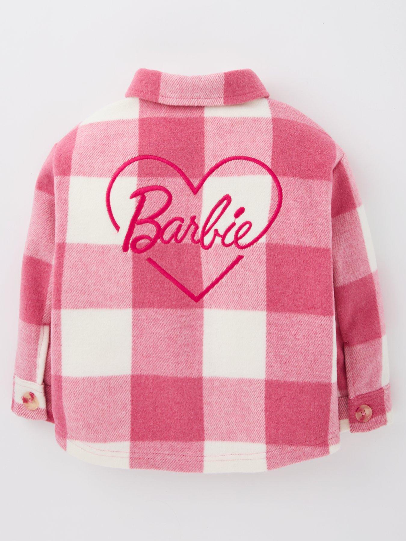 Image 2 of 4 of Barbie Brushed Check Shacket - Pink