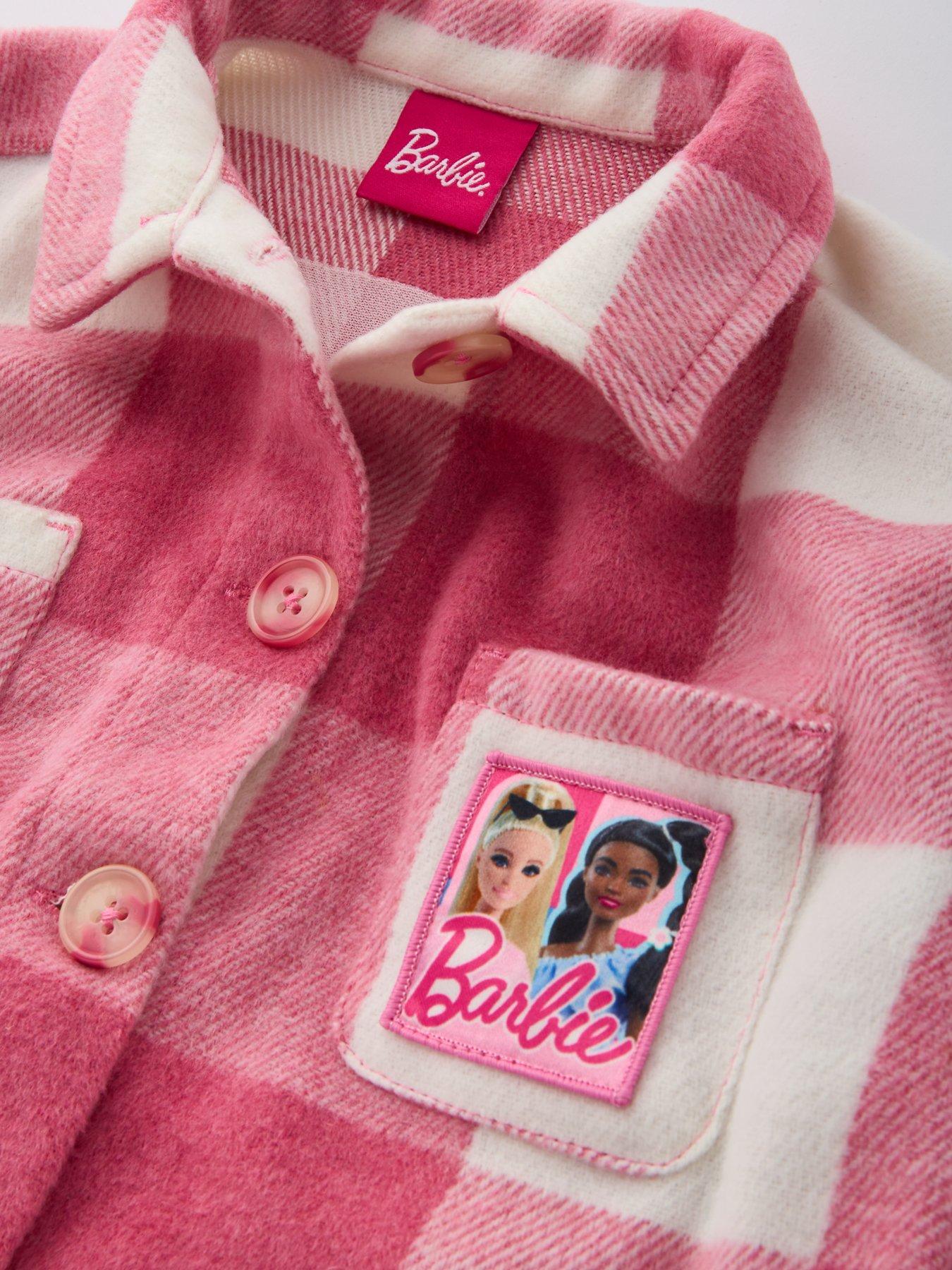 Image 3 of 4 of Barbie Brushed Check Shacket - Pink