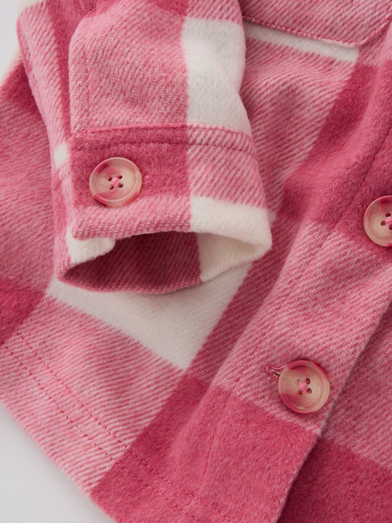 Image 4 of 4 of Barbie Brushed Check Shacket - Pink