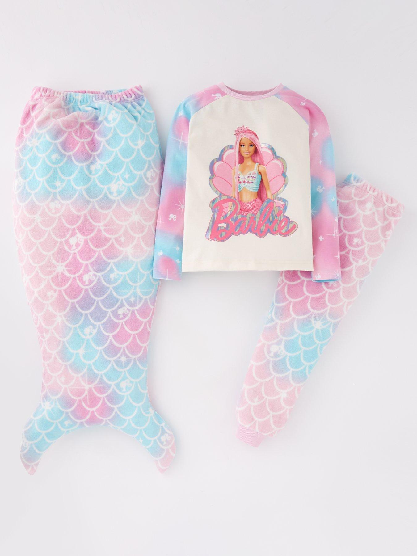 Barbie 3 Piece Mermaid Long Sleeve Pyjamas And Blanket Set Multi littlewoods